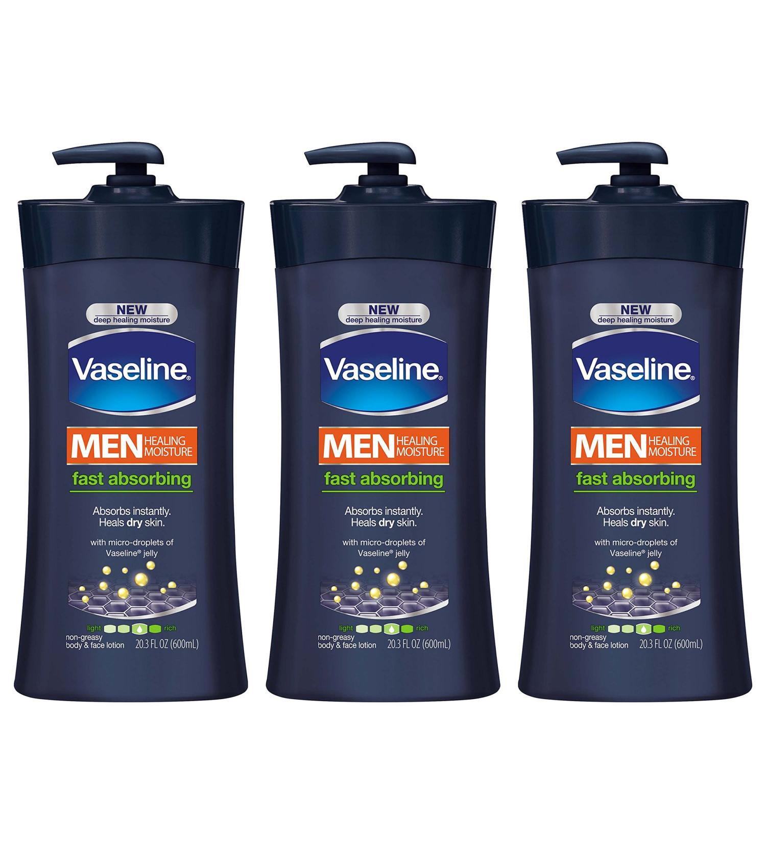 Vaseline Men Body Lotion Fast Absorbing 20.3 oz 3 ct