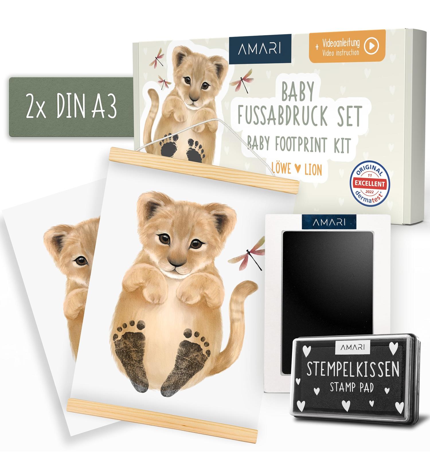 Amari Baby Footprint Set - Cute Lion Posters & Clean Touch Pad | Perfect Birth Gift & Baby Print Set - Capture Cherished Memories! - Buy Online on GoSupps.com