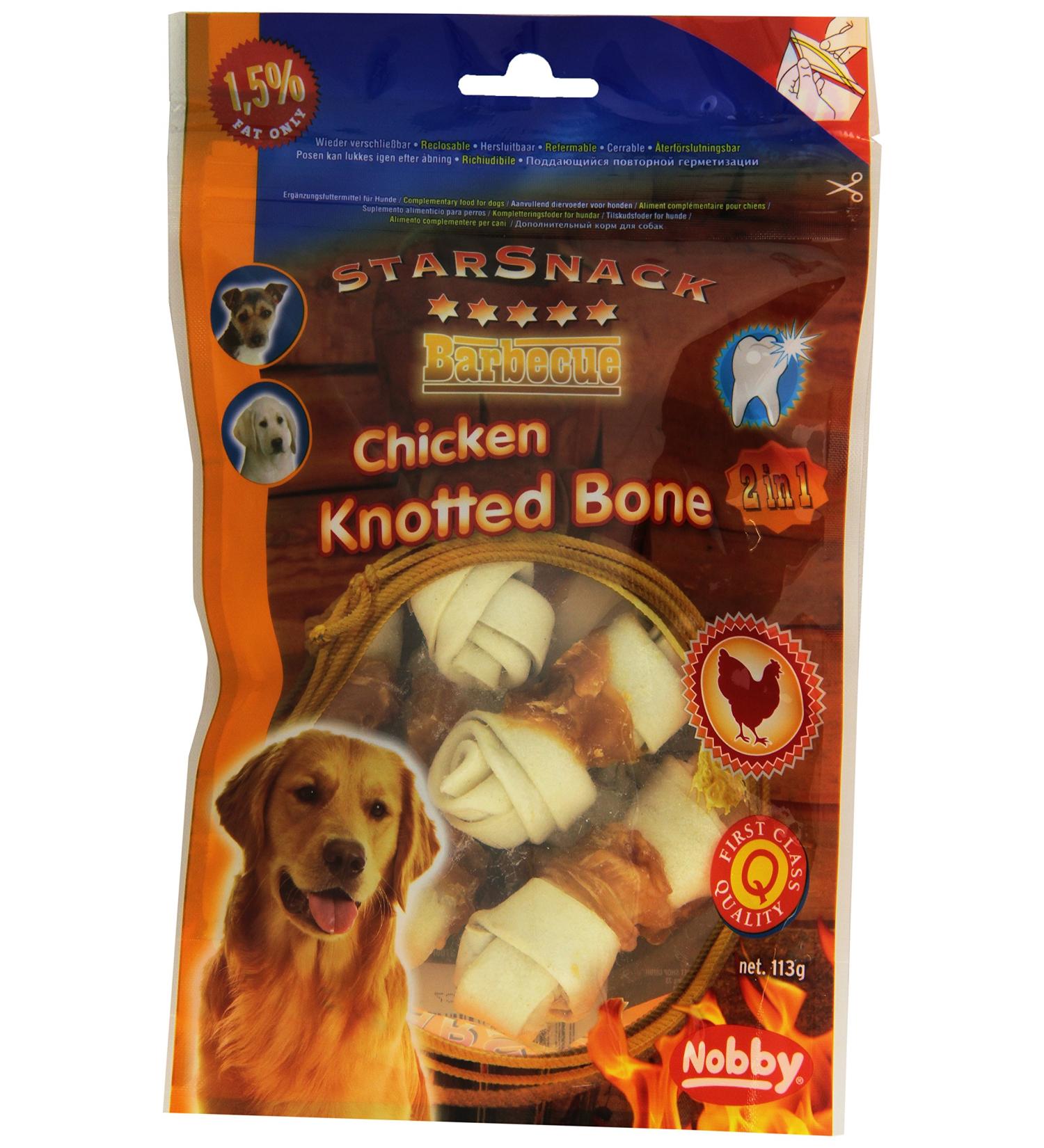 Nobby STARSNACK Barbecue Chicken Knotted Bone 7.5 cm - 113 g | Premium Dog Treats for International Shipping - Buy Online on GoSupps.com