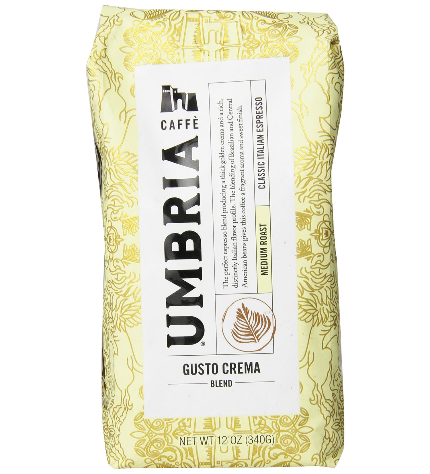 Caffe Umbria Fresh Seattle Whole Bean Roasted Coffee 12 oz. Bag - Gusto Crema Blend Medium Roast - Buy Online on GoSupps.com