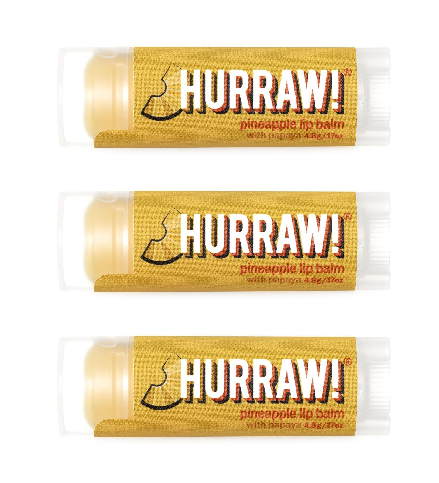 Hurraw! Pineapple Lip Balm 3 Pack: Organic Certified Vegan Cruelty and Gluten Free. Non-GMO 100% Natural Ingredients. Bee Shea Soy and Palm Free. Made in USA - Buy Online on GoSupps.com
