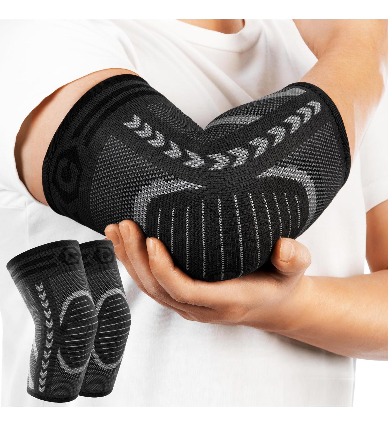 CAMBIVO Elbow Support for Men & Women 1 Pair Tennis Elbow Sleeves for Weightlifting Arm Compression Sleeves Elbow Brace for Tennis/Golfers Elbow Sports Protection and Pain Relief Black S - Buy Online on GoSupps.com