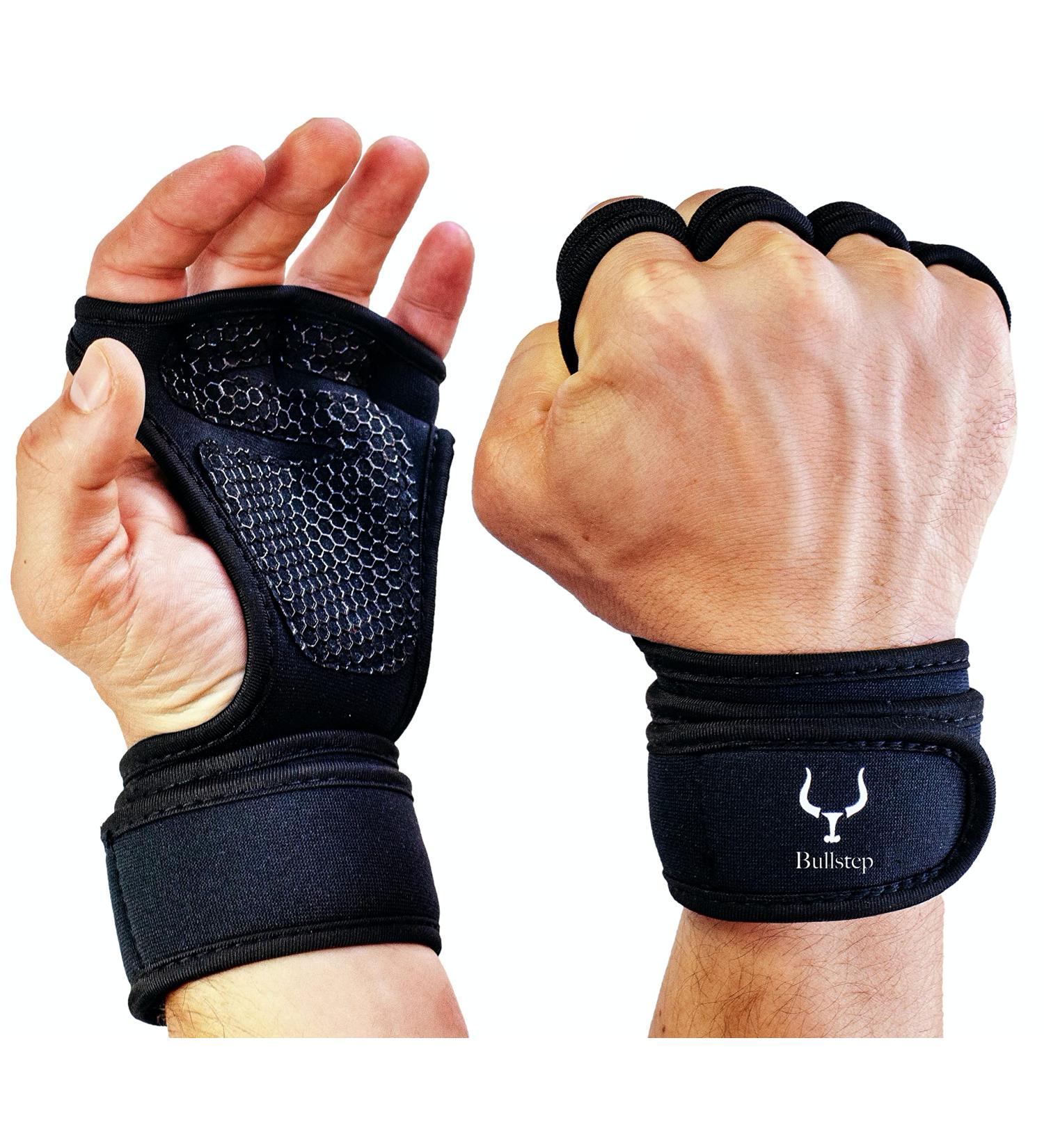 Bullstep Fitness Gloves for Men & Women | Gym Gloves with Wrist Bandage for Strength Sports CrossFit Pull-Ups Bodybuilding - Buy Online on GoSupps.com