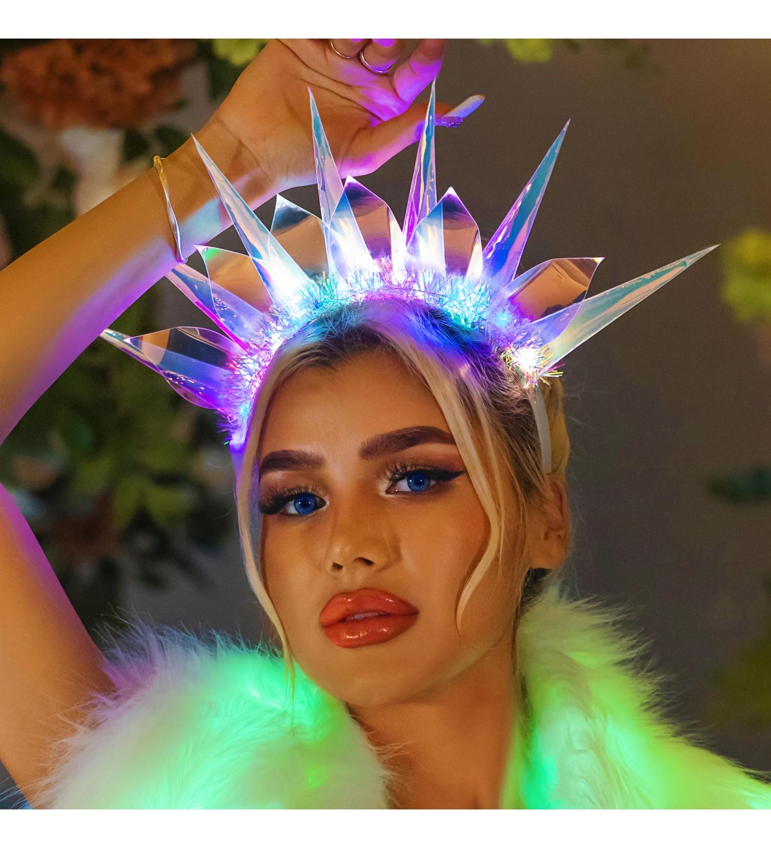 Fashband Light Up Headband LED Crown Hair Bands Flash Goddess Headband Luminous Glowing Laser Party Festival Hair Accessories for Women Blue One Size - Buy Online on GoSupps.com