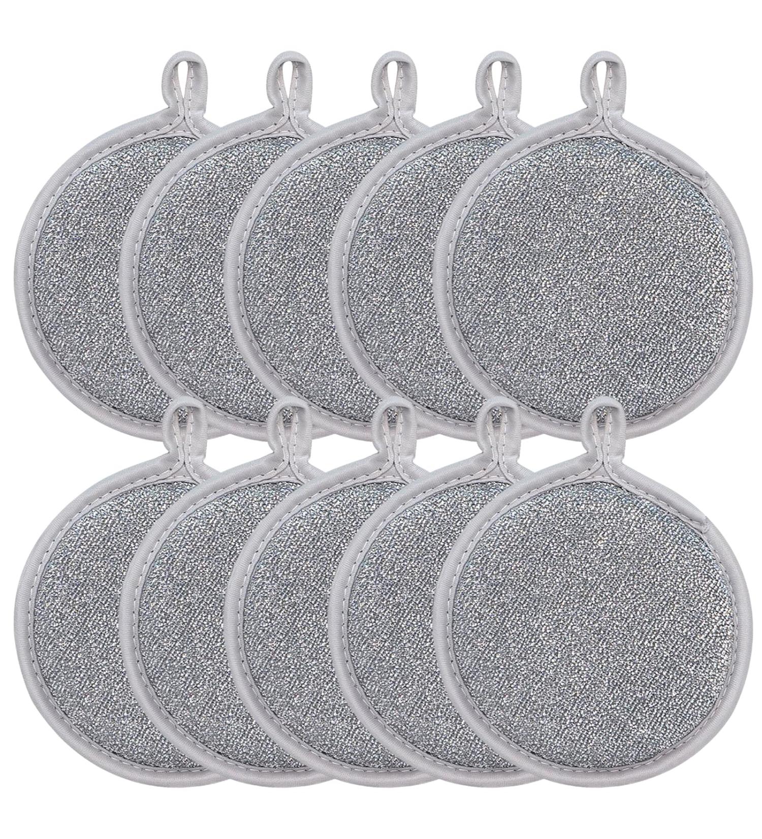 Reusable Kitchen Sponges Wire Dishwashing Rag Soft and Wire Scouring Pad Kitchen Scrubbers 10pcs - Buy Online on GoSupps.com