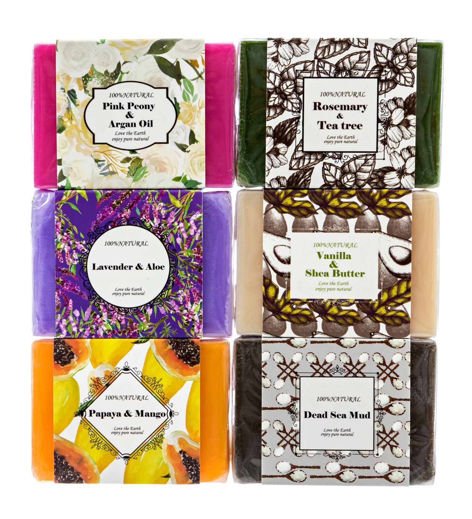 Purelis Handmade Soap Bars Gift Set - 6 Pc Natural Artisan Crafted Soap Bars with Essential Oils for Women. Ideal Bath & Body Gift for Her - Buy Online on GoSupps.com