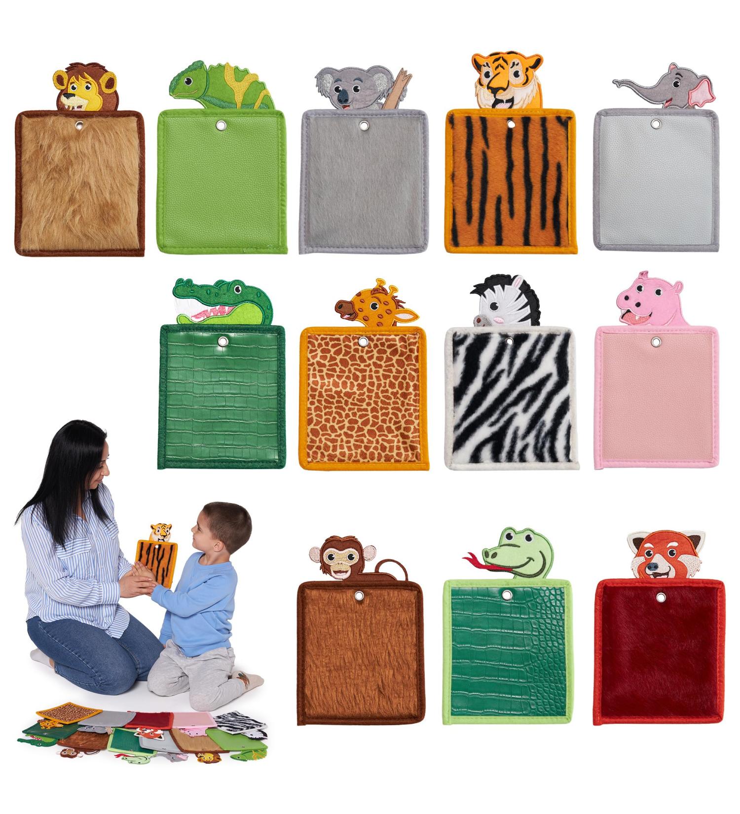Buy Sensory Mats for Autistic Children | Tactile Sensory Tiles & Pads | 12-Pack Safari Learning Toys - Buy Online on GoSupps.com