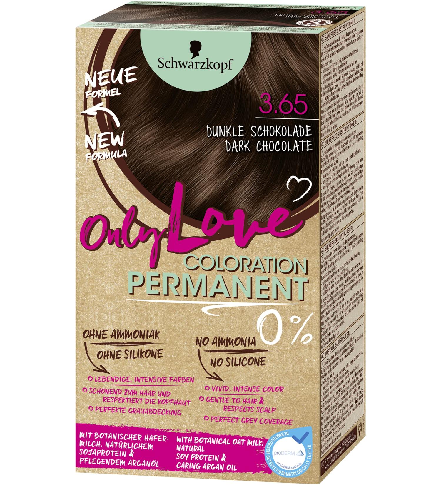 ONLY LOVE 3.65 Dark Chocolate Hair Color | Permanent Gentle Formula for Lively Colors & Perfect Gray Coverage | 143ml - Buy Online on GoSupps.com