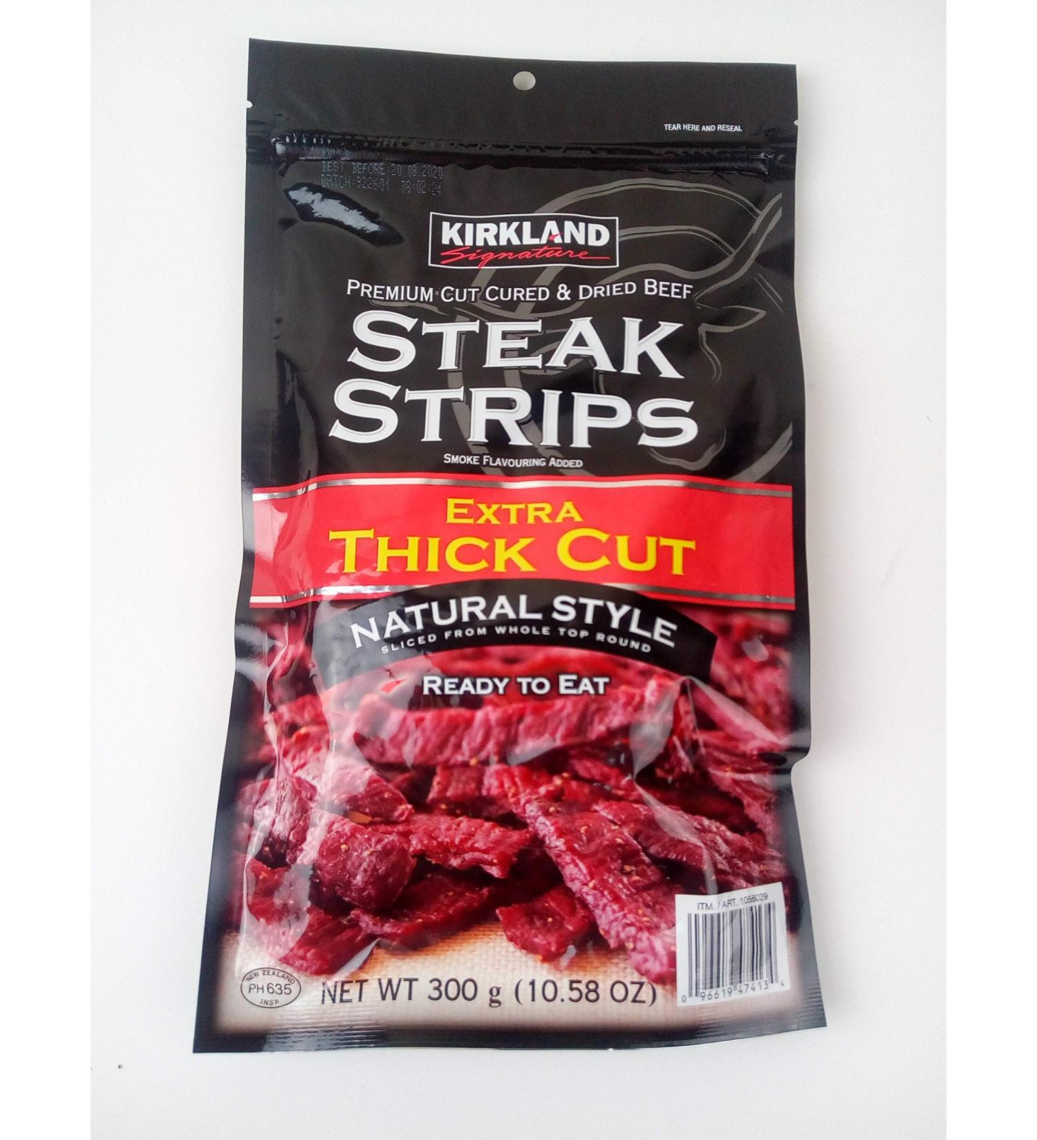 Kirkland Signature Extra Thick Cut Beef Steak Strips 300g - Premium Cured & Dried - Buy Online on GoSupps.com