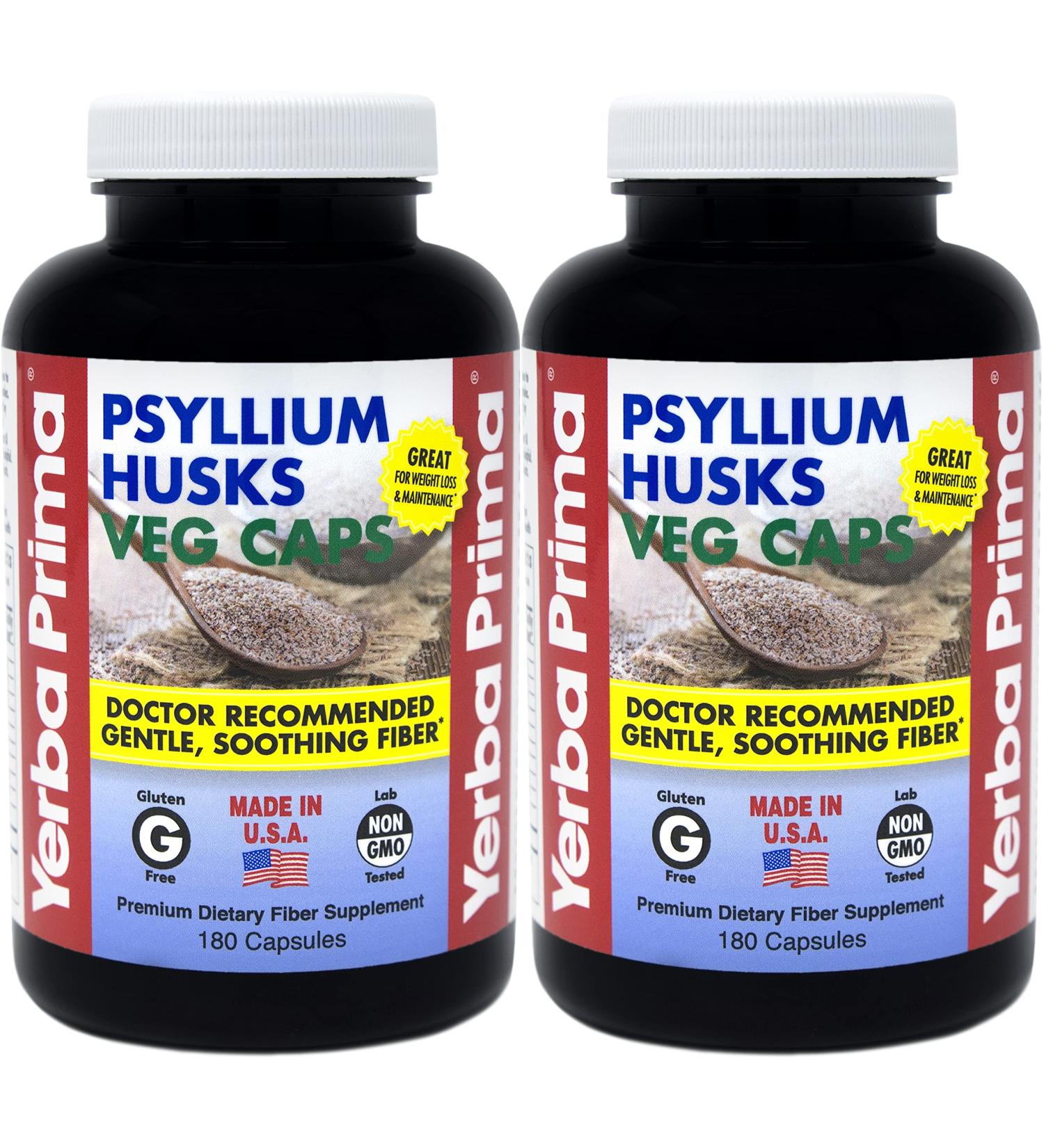 Yerba Prima Psyllium Husks Veg Caps - 180 Count, Pack of 2 | Dietary Fiber for Digestive Health - Buy Online on GoSupps.com