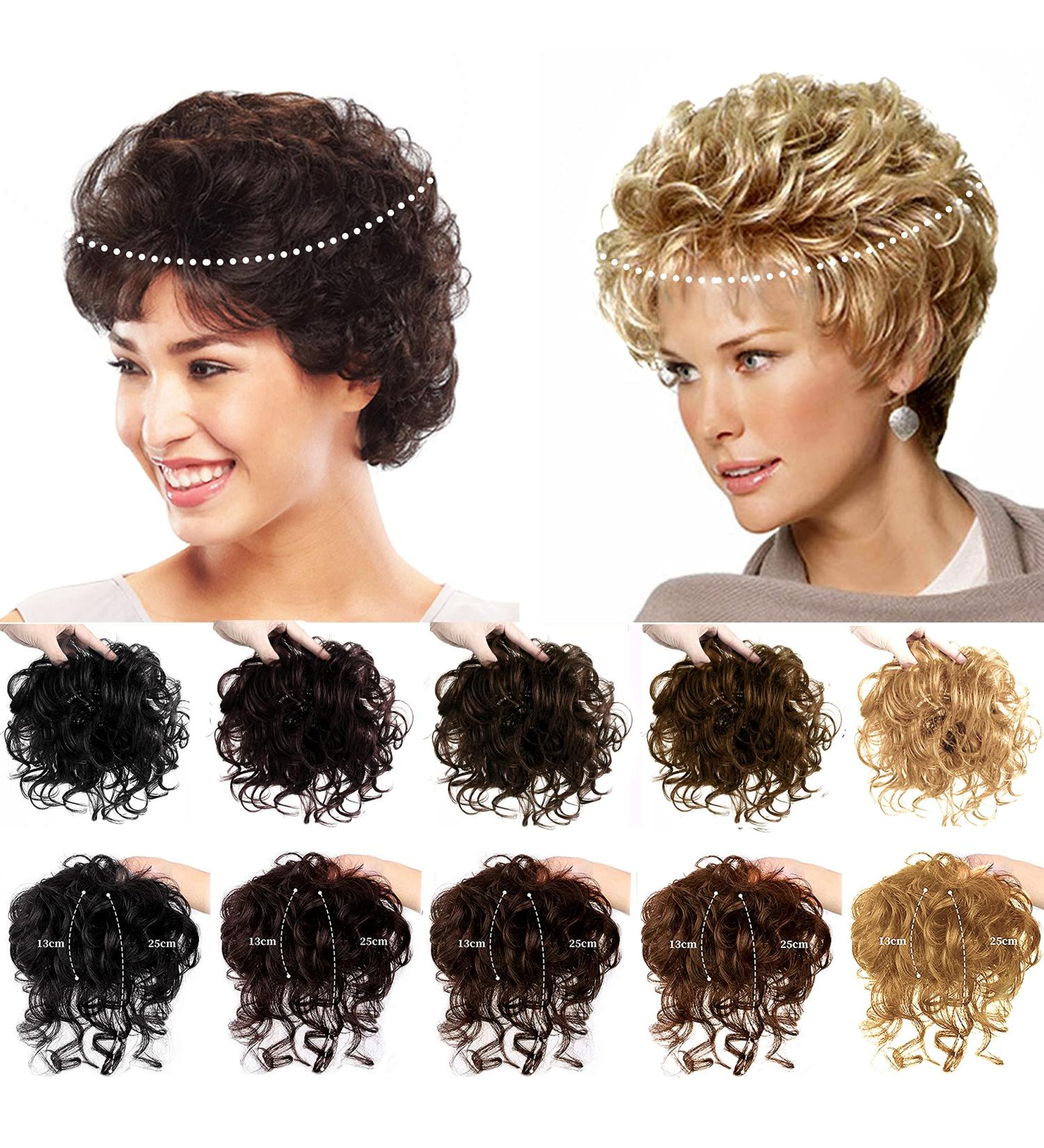 EREE HAIR Short Curly Human Hair Topper 4.7x5'' Topper Hair Pc Top Cilp in Human Hair Extensions Wavy Women Toupee Human Hair Wiglet HairPc for Thinning Hair(6'' Black) - Buy Online on GoSupps.com