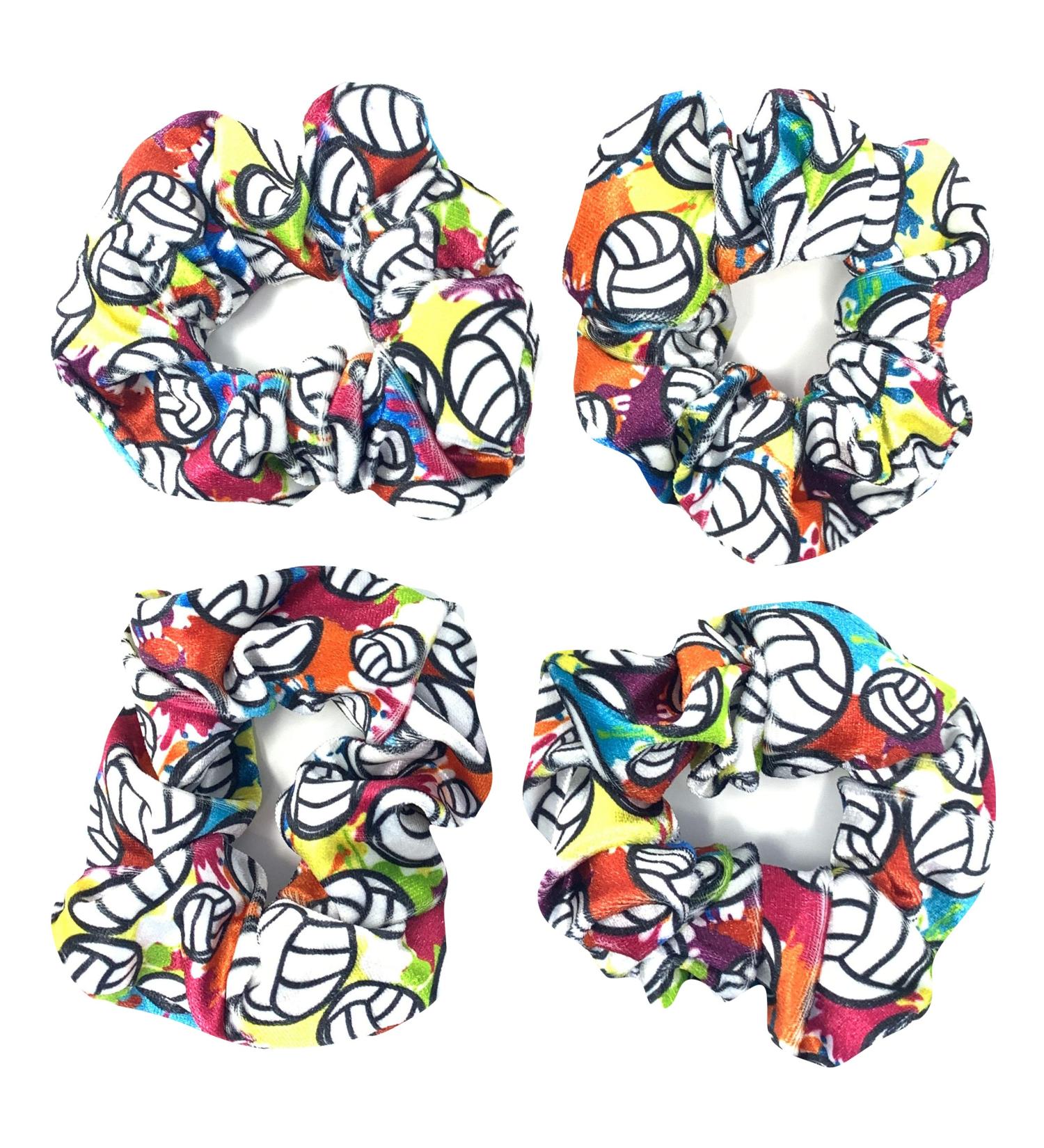 Volleyball Scrunchies Set - Velvet Hair Ties Tie-Dye Headband Accessory (Set of 4) - Buy Online on GoSupps.com