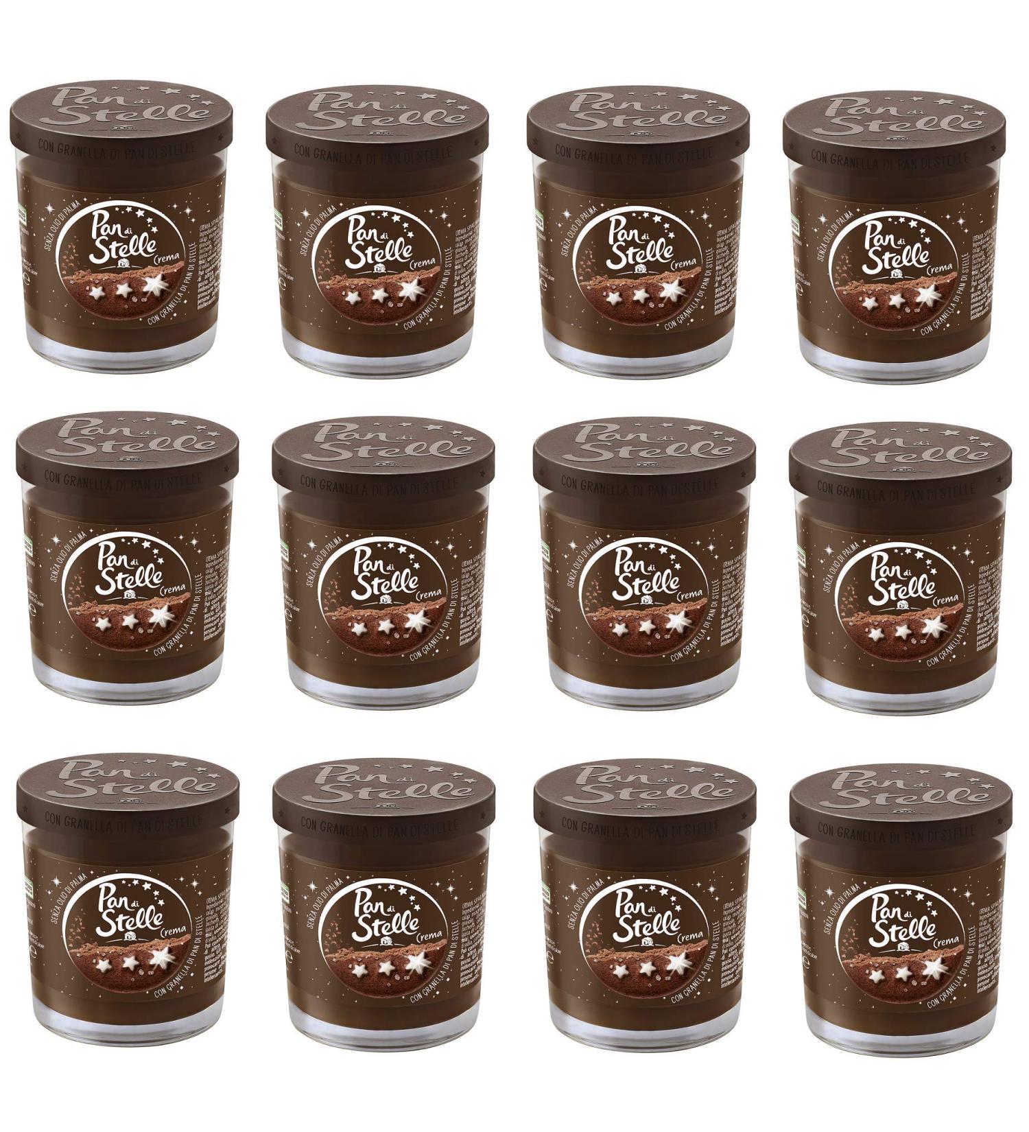 Pan di Stelle Crema Spalmabile Spreads with Hazelnuts Cocoa and Pan di Stelle Biscuit Beans 190 g Pack of 12