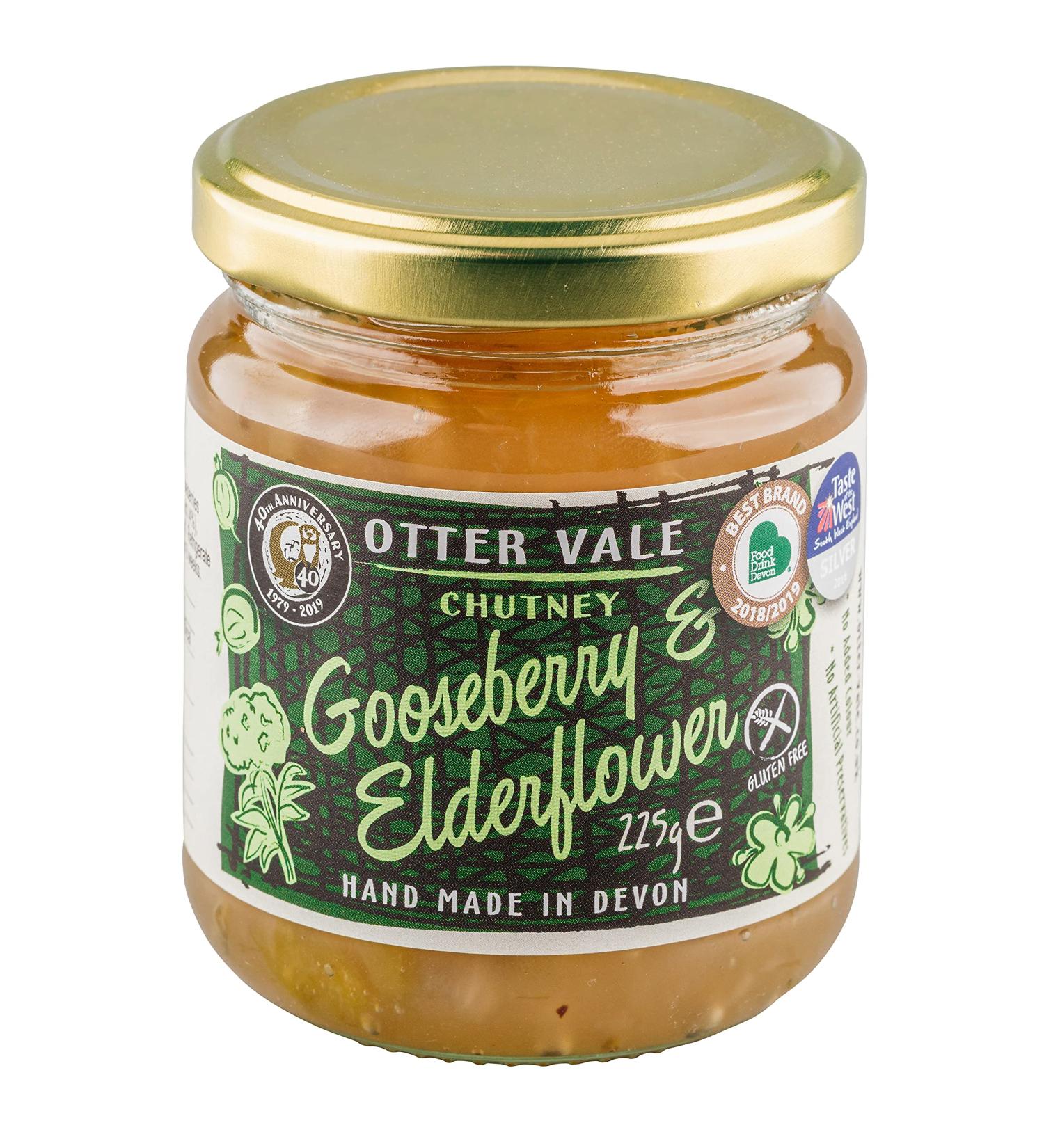 Otter Vale Gooseberry & Elderflower Chutney | Handmade in Devon | Gluten-Free | 225g Glass Jar - Buy Online on GoSupps.com