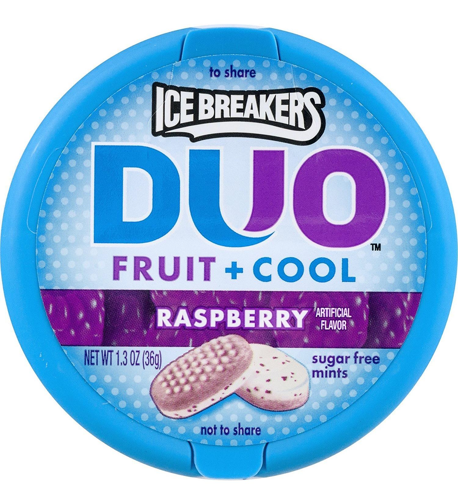 Ice Breakers ICE BREAKERS Sugar Free Mint Duo of fresh fruits and raspberries without sugar 1 jar of 36g