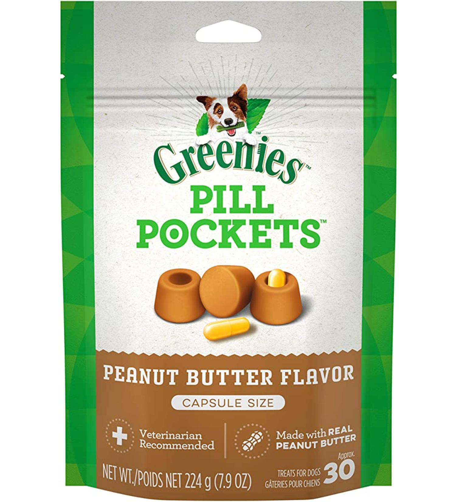 Greenies Pill Pockets Dog Treats - Peanut Butter Flavor, Capsule Size | Natural & Tasty - Buy Online on GoSupps.com