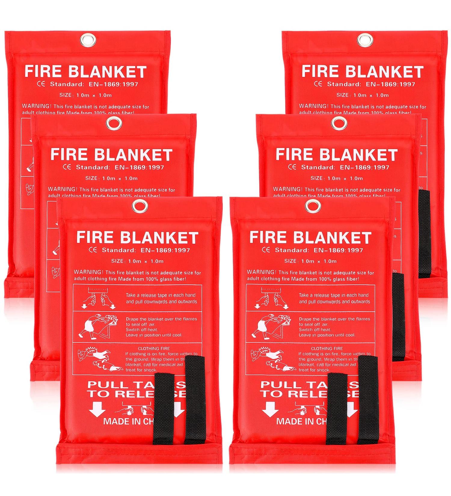 Fire Blanket 39x39 Inch Fiberglass 6-Pack - Flame Retardant Emergency Survival Safety Cover for Kitchen, Home, Car, Office | Fireproof Suppression Blanket for Warehouse, Camping - Buy Online on GoSupps.com