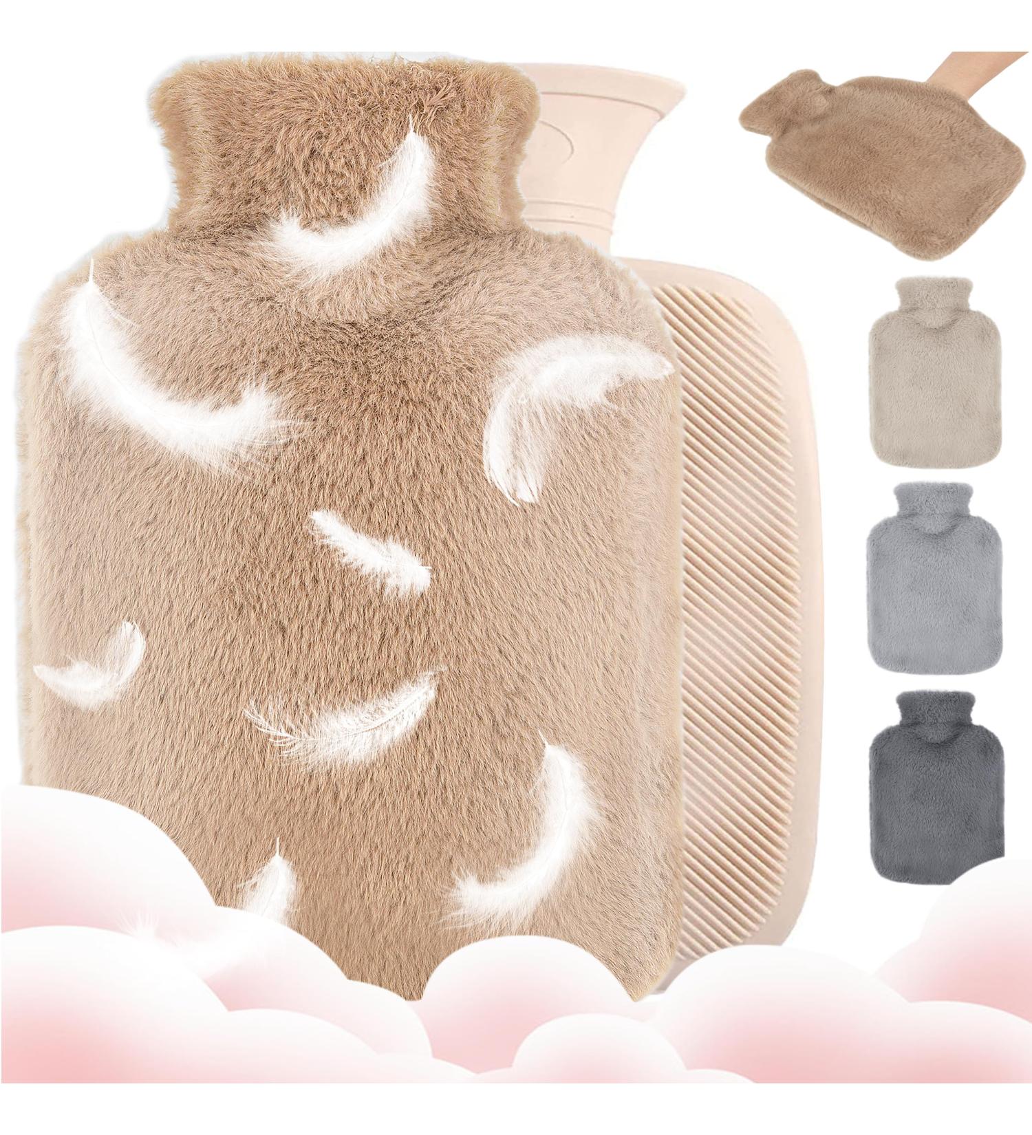 2L Heat Bottle with Cover & Kangaroo Pocket | Hot Water Bottle for Pain Relief & Fever - Ideal for Kids & Adults (Brown) - Buy Online on GoSupps.com