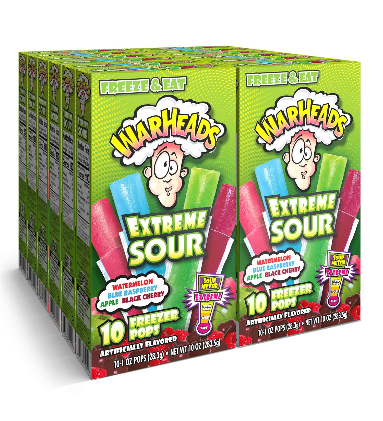 Warheads  Fat Free Freezer Pops  Assorted Flavors  Extreme Sour  12 Boxes 10 - 1 oz pops per box 1 Ounce (Pack of 120) - Buy Online on GoSupps.com