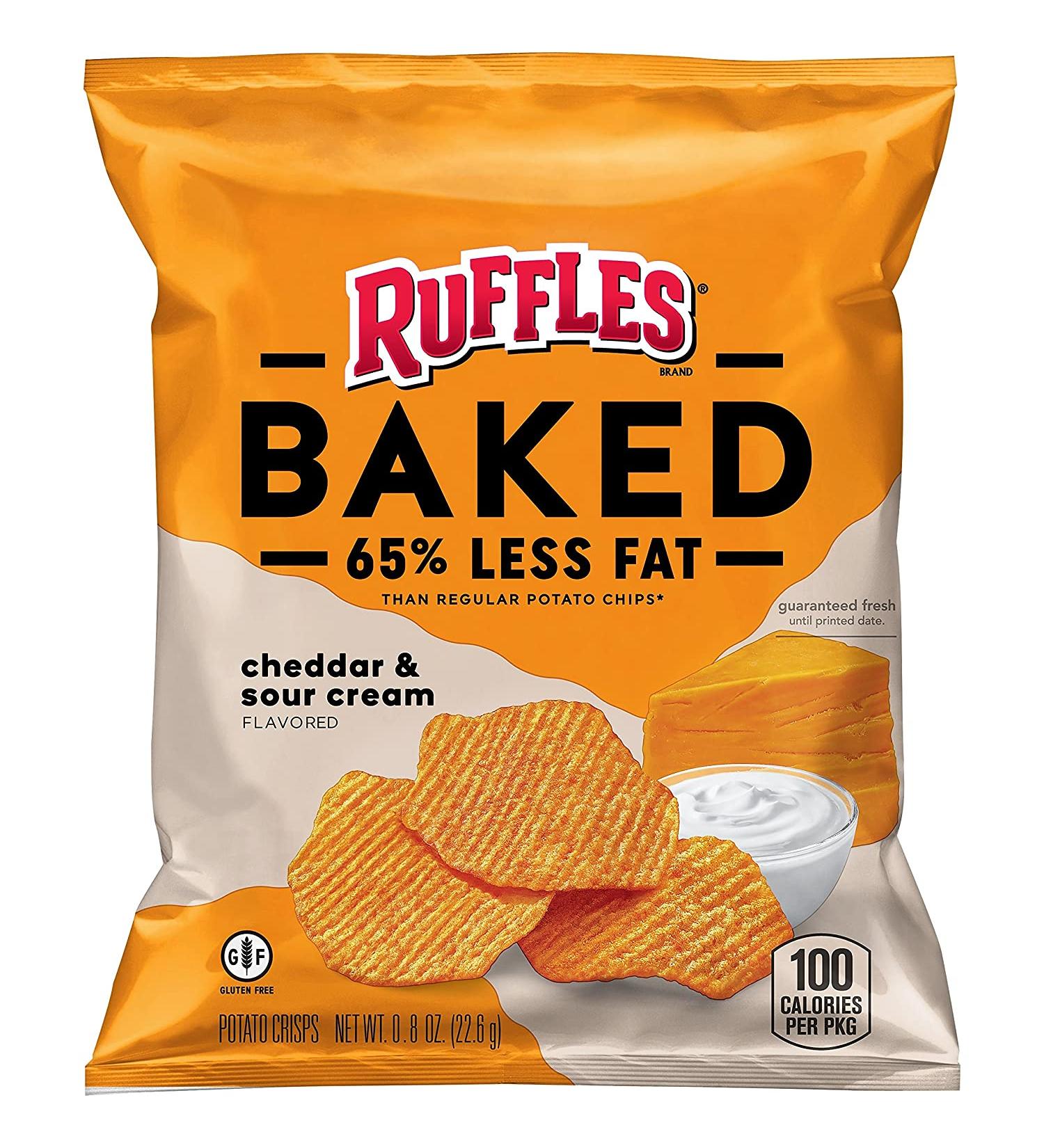 Ruffles Cheddar & Sour Cream Oven Baked Potato Chips - 60 Pack | Crunchy Snack - Buy Online on GoSupps.com