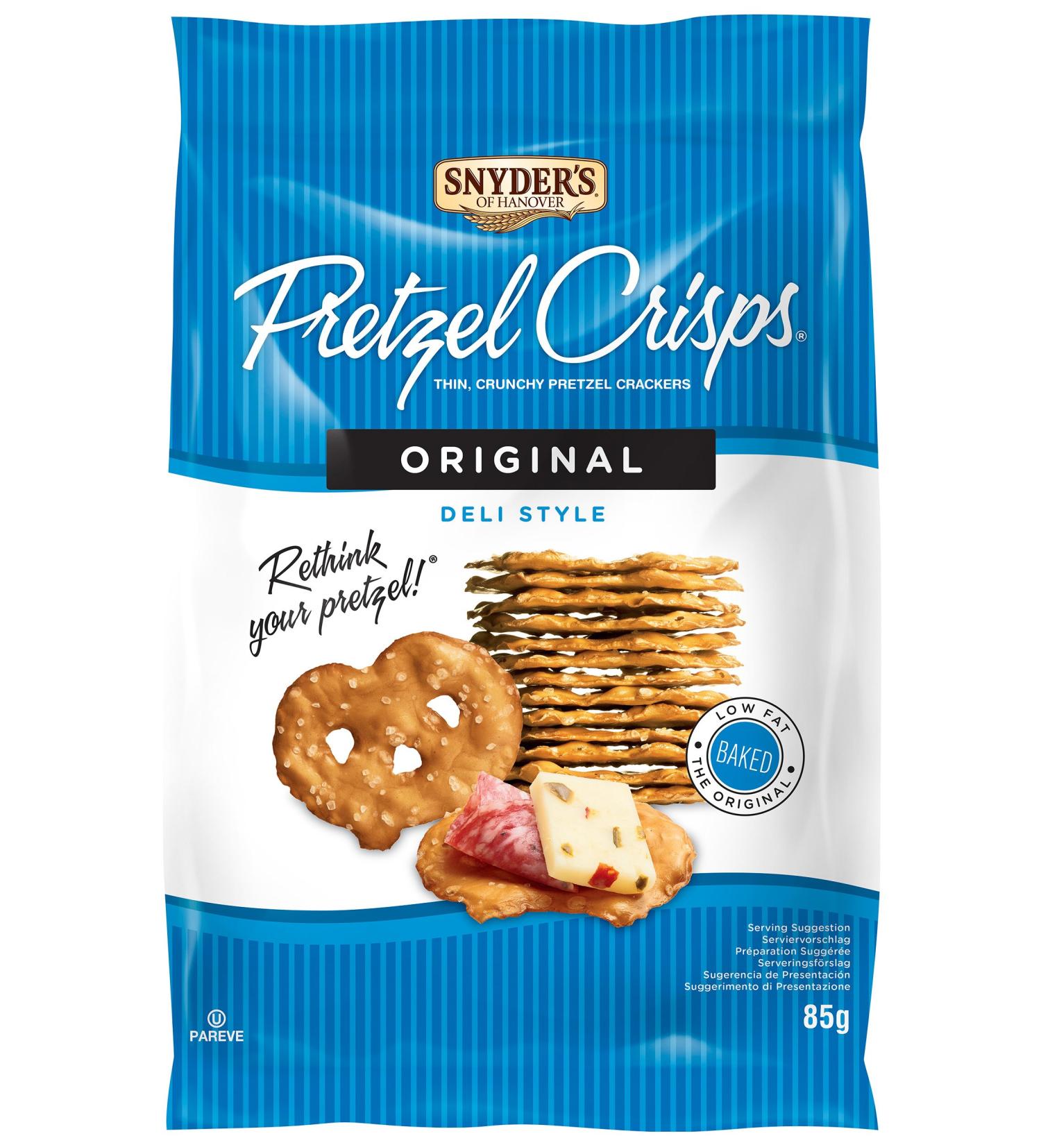  Snyder's of Hanover Snyder's Of Hanover Deli Style Pretzel Crisps - All Natural Baked Original Flavour - 85g Pack of 8 Crunchy Pretzel Cracker - Buy Online on GoSupps.com