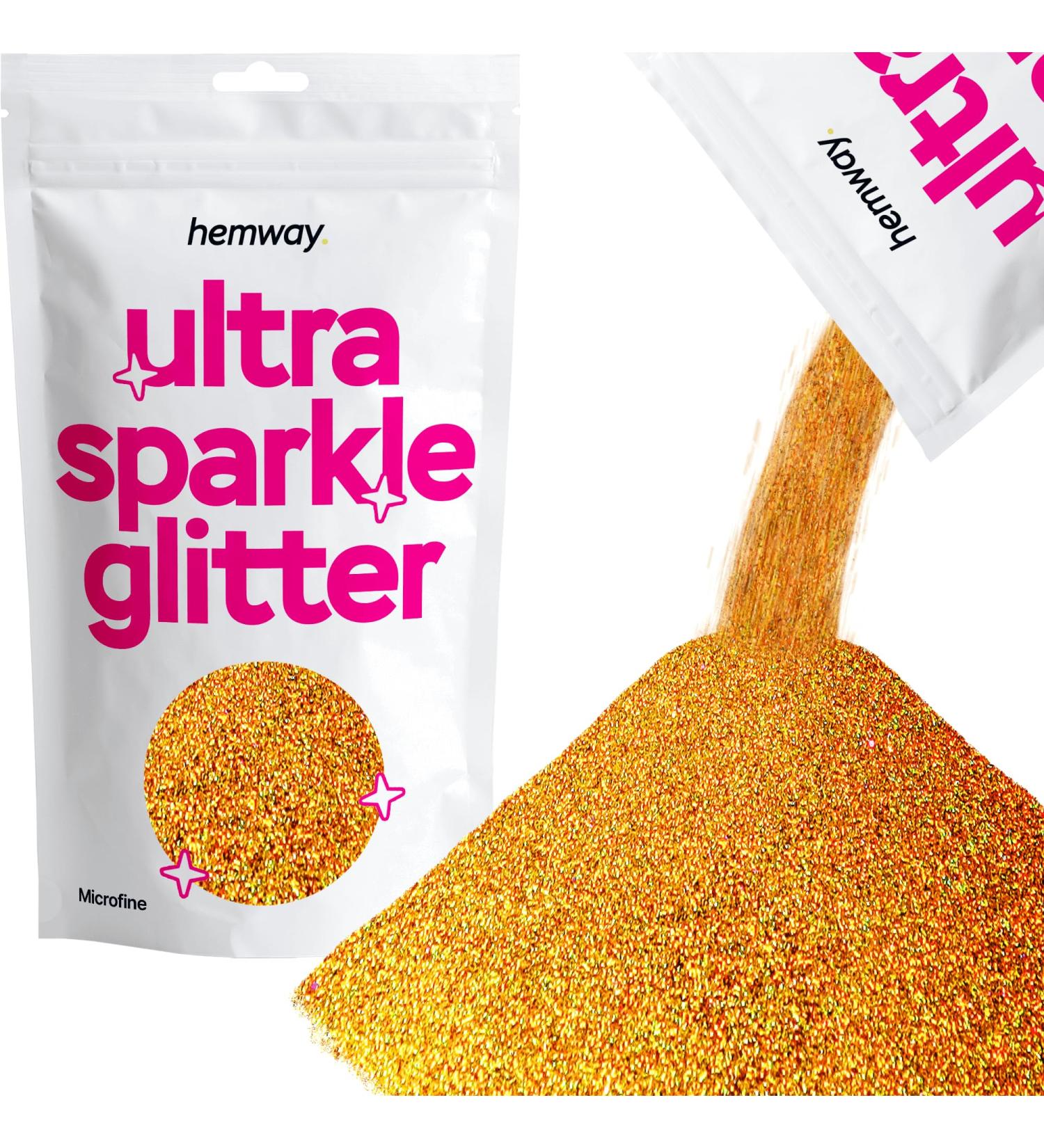 Hemway Ultra-Shein Glitter 1/256 - 0.1MM Gold Holographic Cosmetic Glitter - Microfine 100g for DIY Crafts & Beauty - Buy Online on GoSupps.com