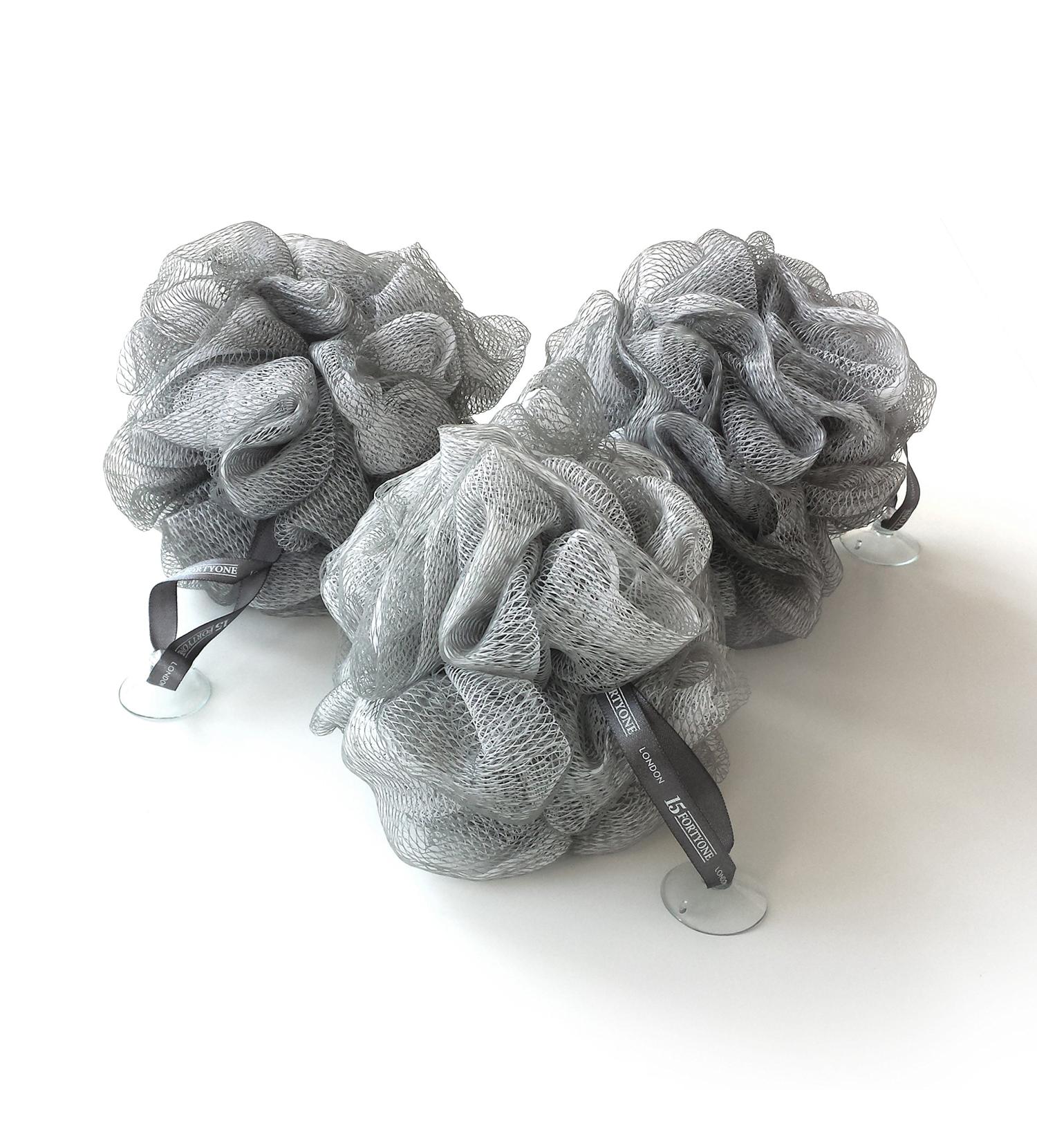 1541 London Exfoliating Bath & Shower Body Puff/Scrunchie/Buffer (Silver Grey) 3 pack - Buy Online on GoSupps.com