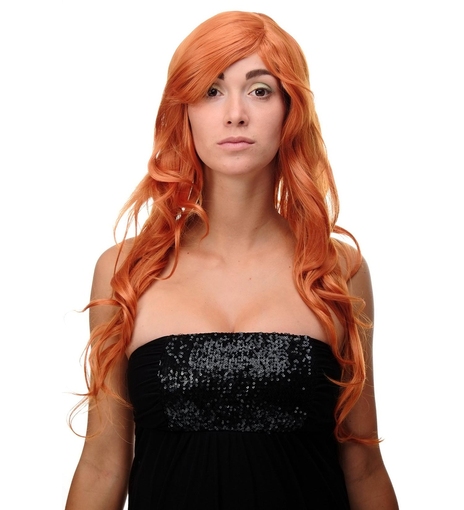 WIG ME UP Orange-Red Long Curly Wig with Bangs - 70cm | Stylish Wavy Hair for International Shipping - Buy Online on GoSupps.com