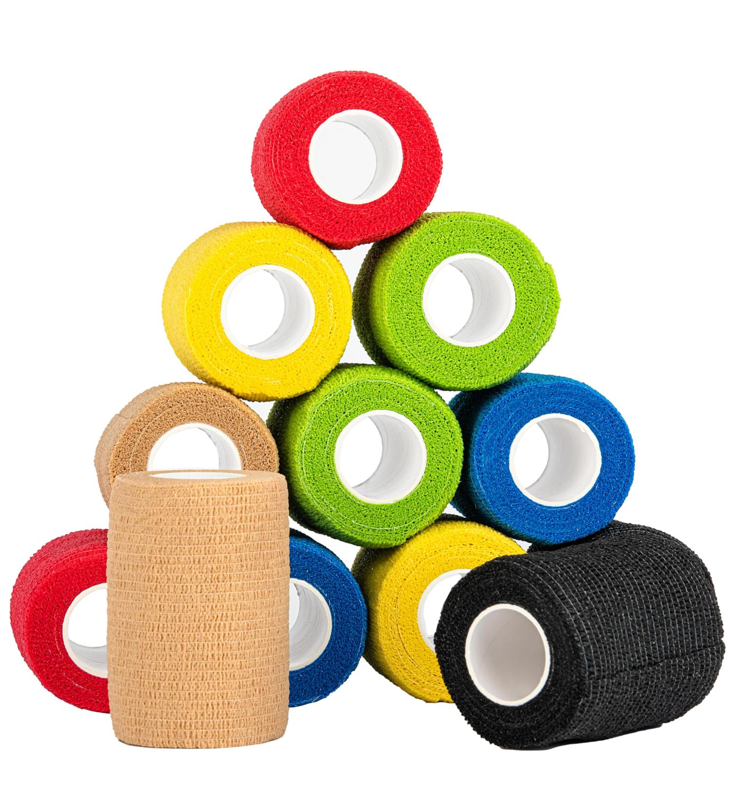 Self-Adhesive Bandage Pack of 12 - 7.5cm x 4.5m Waterproof & Breathable Non-Lifting in 6 Colors - Ideal for Hand & Ankle Inspections Swelling Relief - Buy Online on GoSupps.com