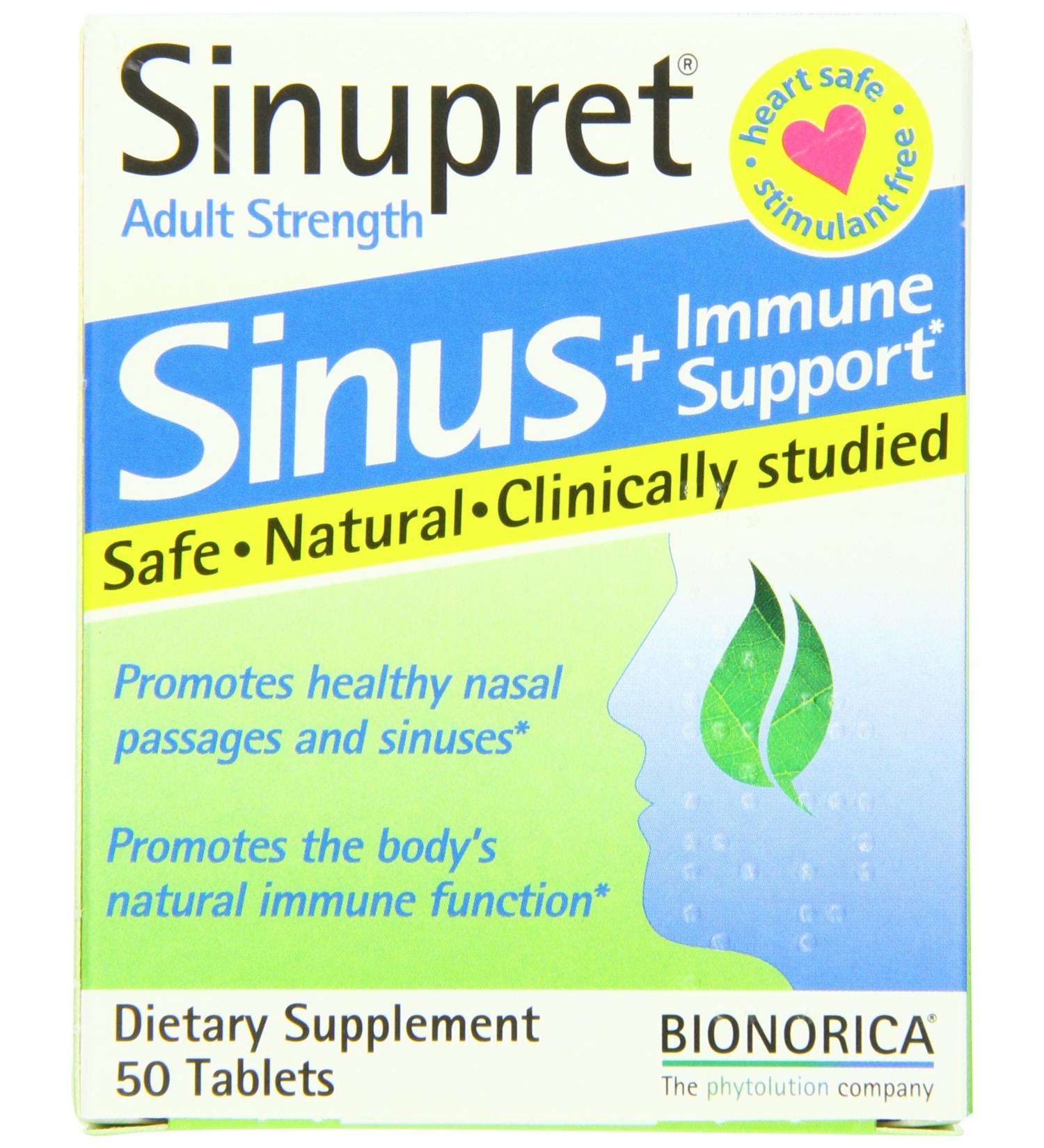Sinupret Adult Strength Herbal Supplement for Fast-Acting Sinus & Immune Support - 50 Tablets - Buy Online on GoSupps.com
