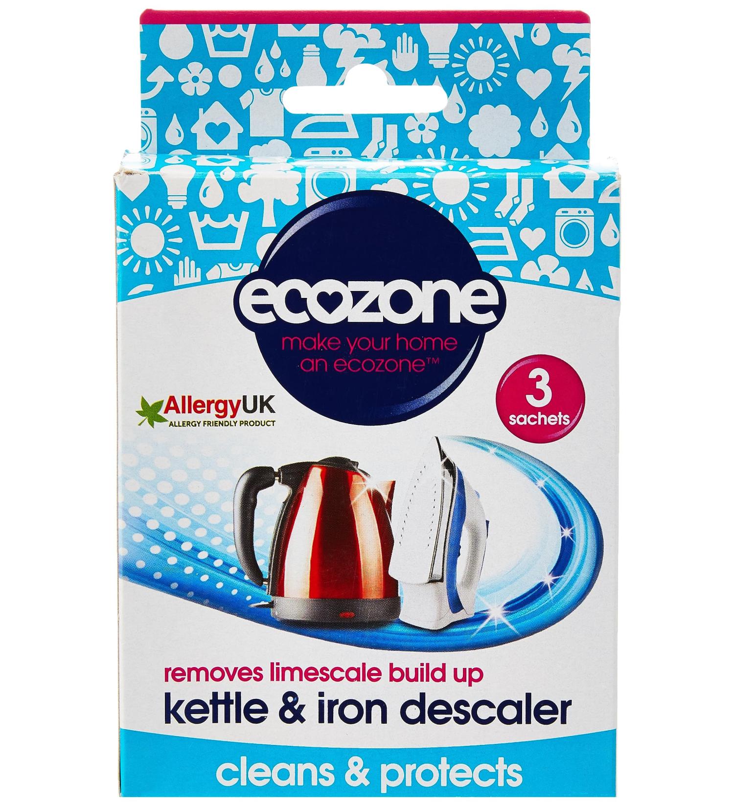 Ecozone Kettle and Iron Descaler: Natural Vegan Formula for Limescale Removal - 3 Treatments - Buy Online on GoSupps.com