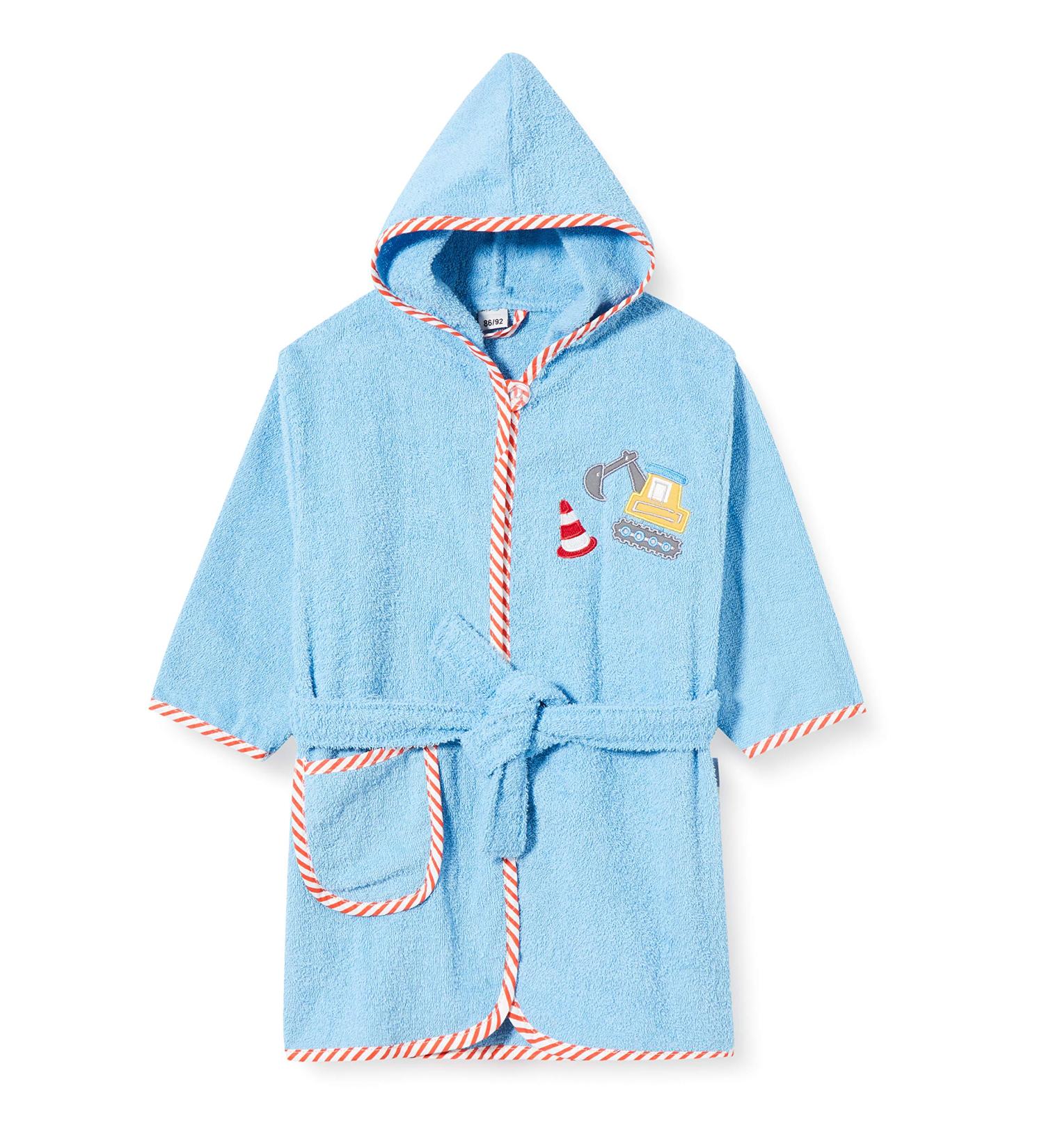 Playshoes Unisex Children's Terry Cloth Bathrobe | Excavator Design (Size 98-104) - Ideal for Kids Soft & Comfortable International Shipping Available - Buy Online on GoSupps.com