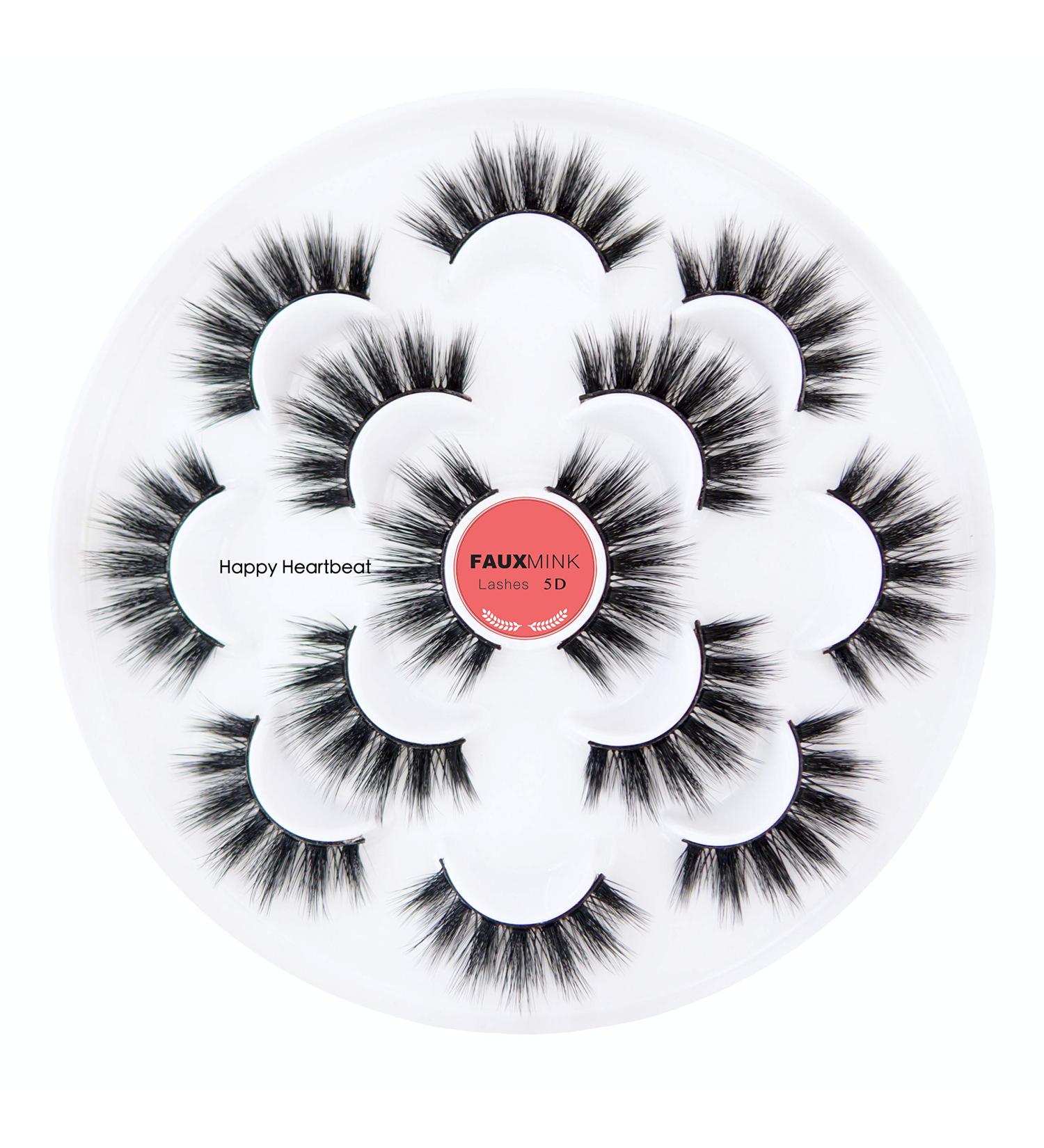 5D Fluffy Faux Mink Eyelashes - Natural Look Soft & Reusable 7 Pairs - Happy Heartbeat Collection - Buy Online on GoSupps.com