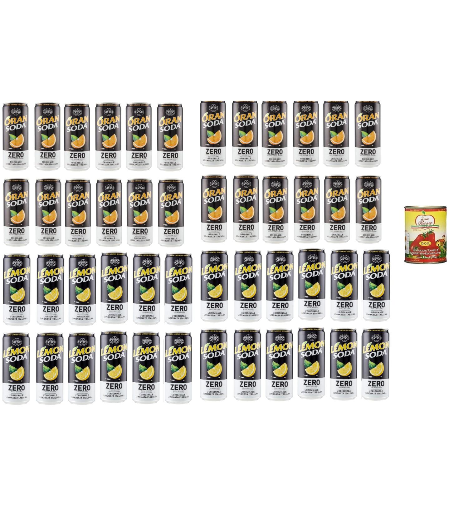  Zia Rosa Zia Rosa DOP Pomodoro San Marzano Orange Lemonade Refreshing Drinks No Sugar Added 13 cl + Zia Rosa DOP Pomodoro San Marzano Campania Tomato 400g Box of 24 - Buy Online on GoSupps.com