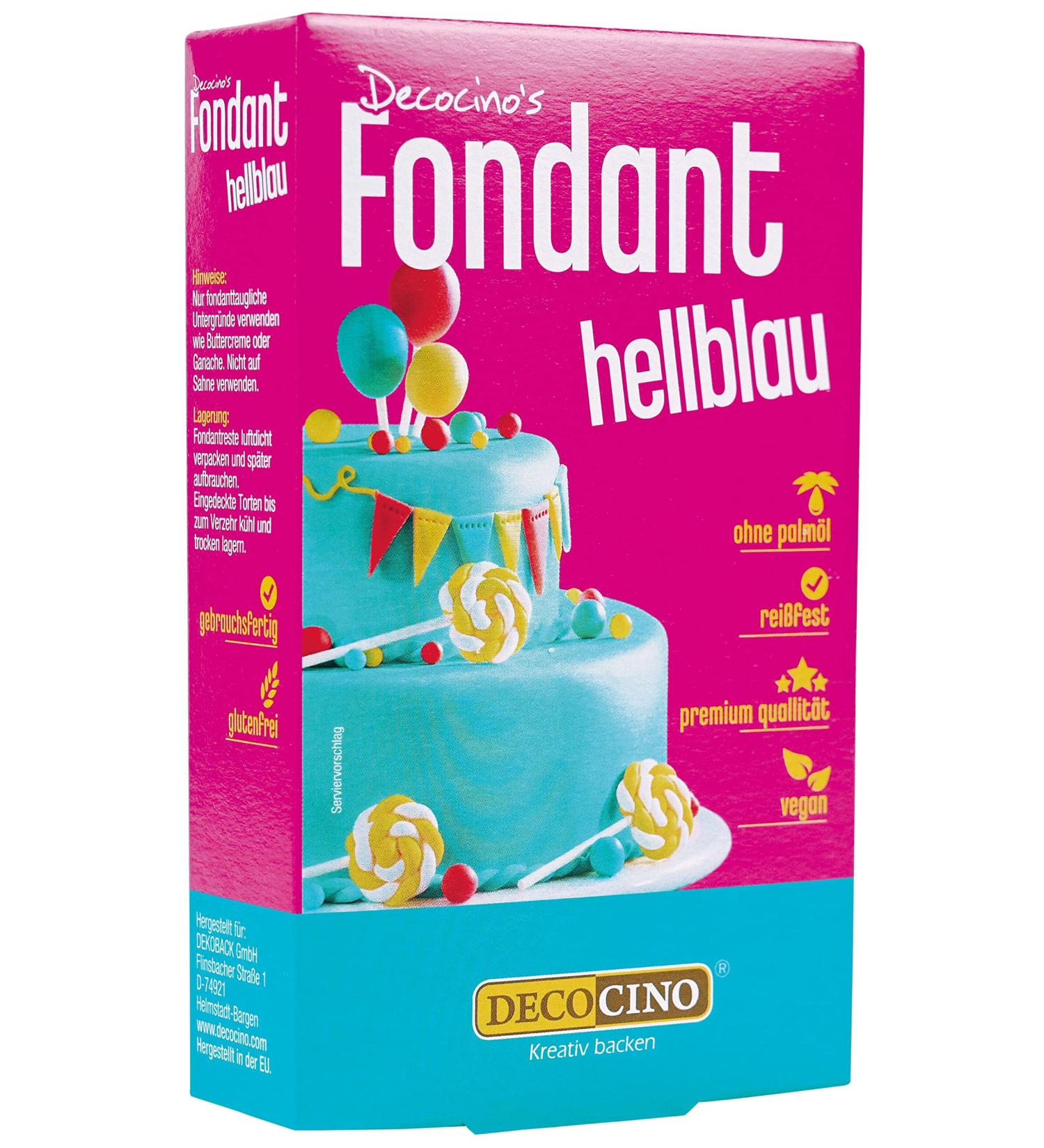 DECOCINO Light Blue Fondant - 250g | Vegan & Palm Oil Free Cake Decorating - Perfect for Tarts & Cupcakes - Buy Online on GoSupps.com