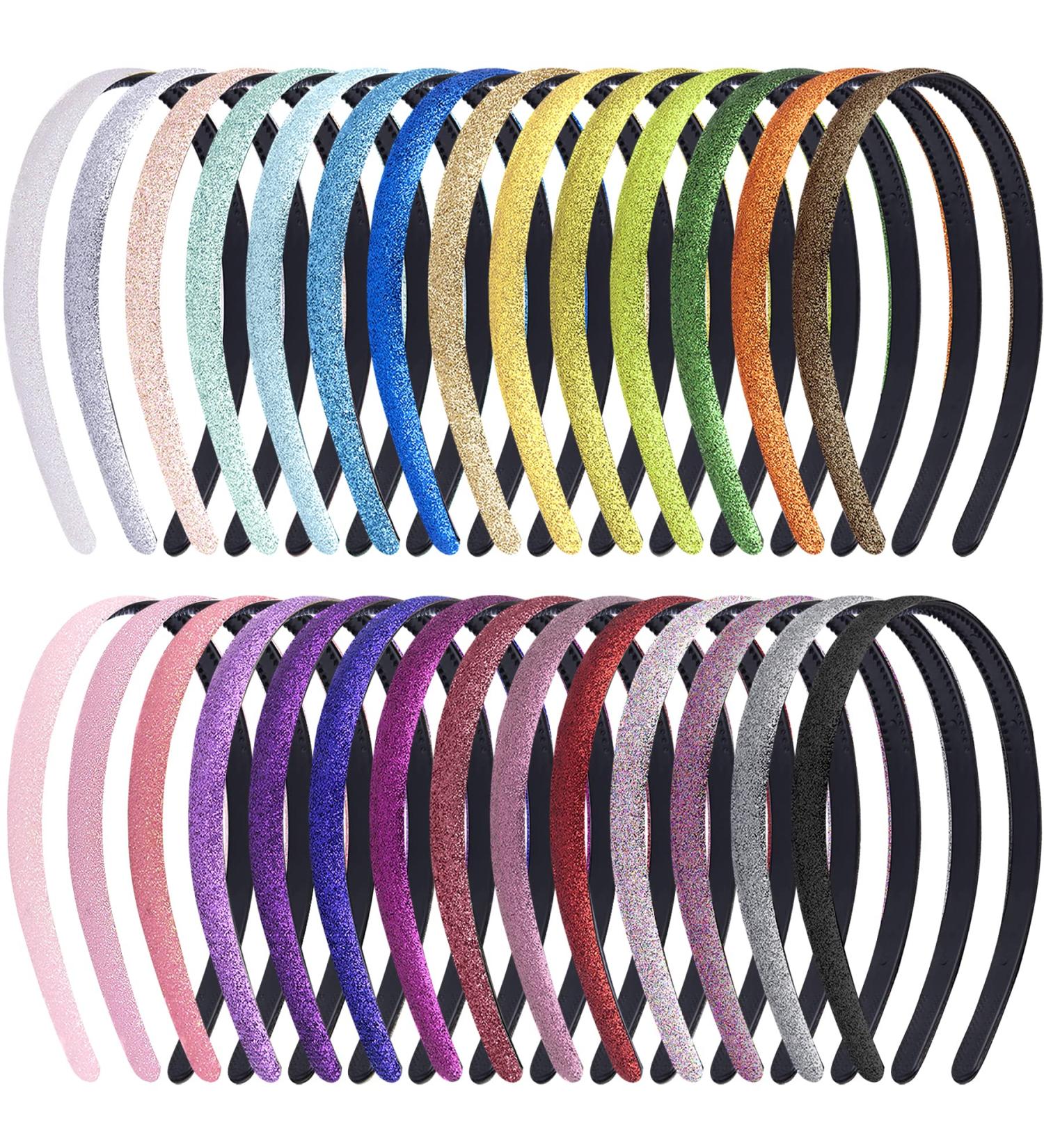 Duufin 28 Pieces Glitter Headbands for Girls - Colorful Sparkle Hair Bands with Teeth - 28 Colors - Buy Online on GoSupps.com