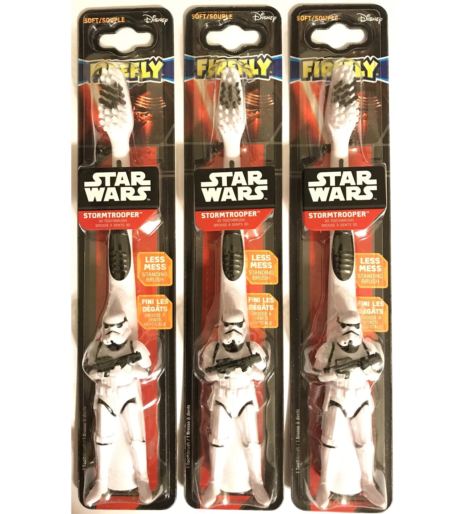 Firefly Manual Toothbrush - Star Wars Stormtrooper 3D Toothbrush - Soft Bristles - 1 Count Toothbrush Per Package - Pack of 3 Packages
