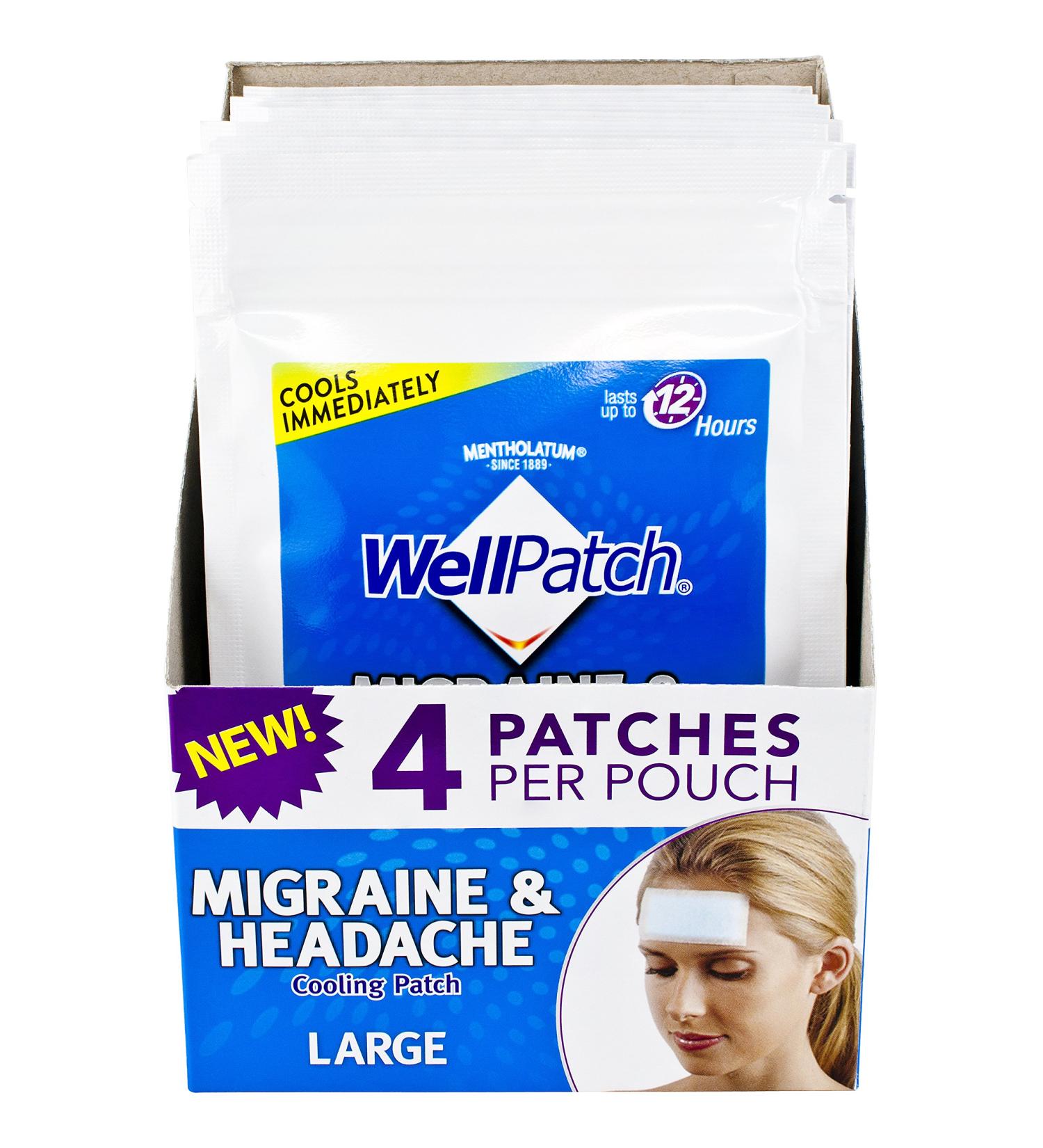 Migraine & Headache Cooling Patch - Drug-Free, Lasts 12 Hours - Safe with Medication - Large Patches (4 Packs) - Buy Online on GoSupps.com