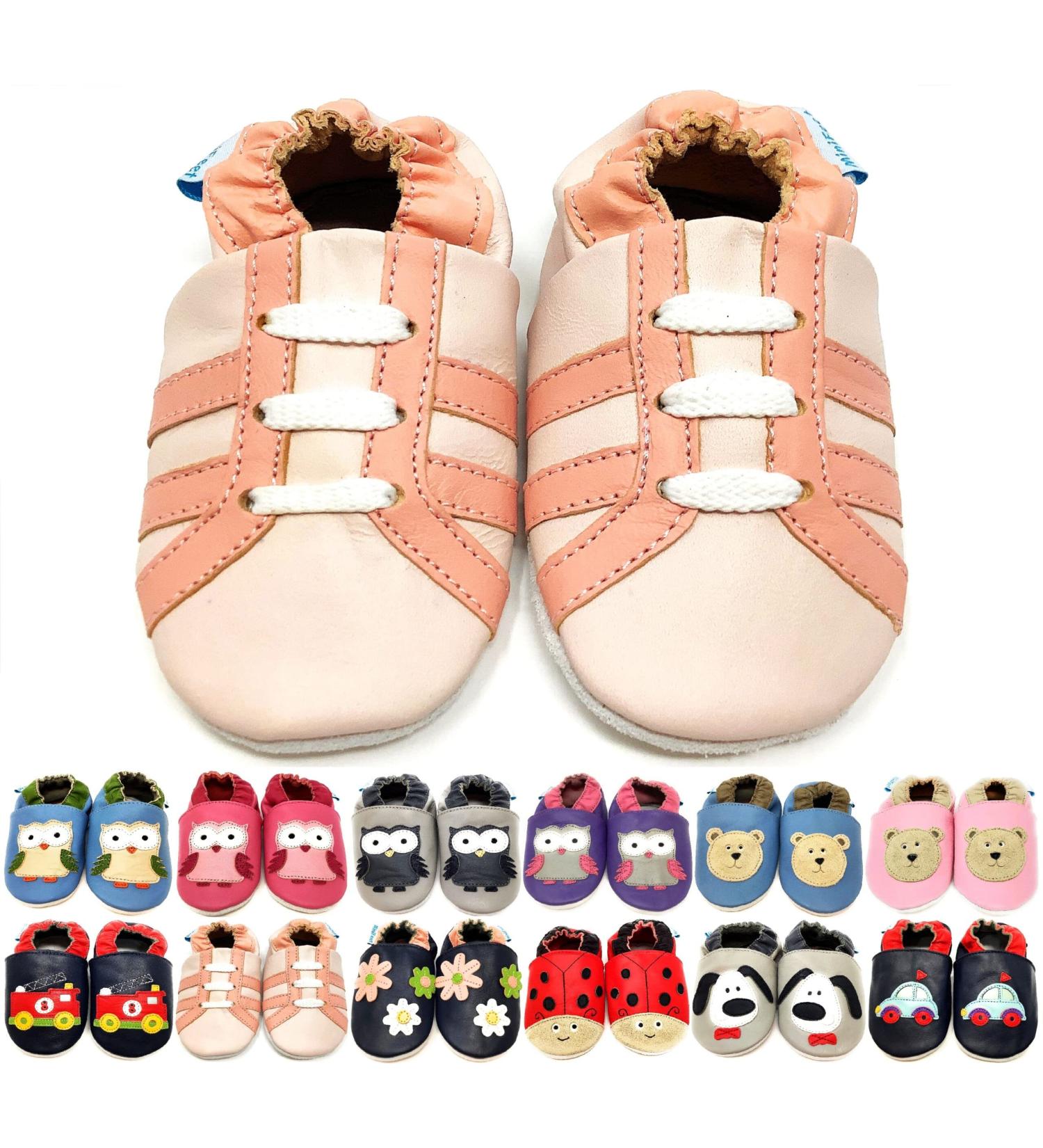 MiniFeet Premium Soft Leather Baby Shoes - Buy 4 Pairs, Get 1 Free! Toddler Shoes 0-4 Years - Pink Trainers - Buy Online on GoSupps.com