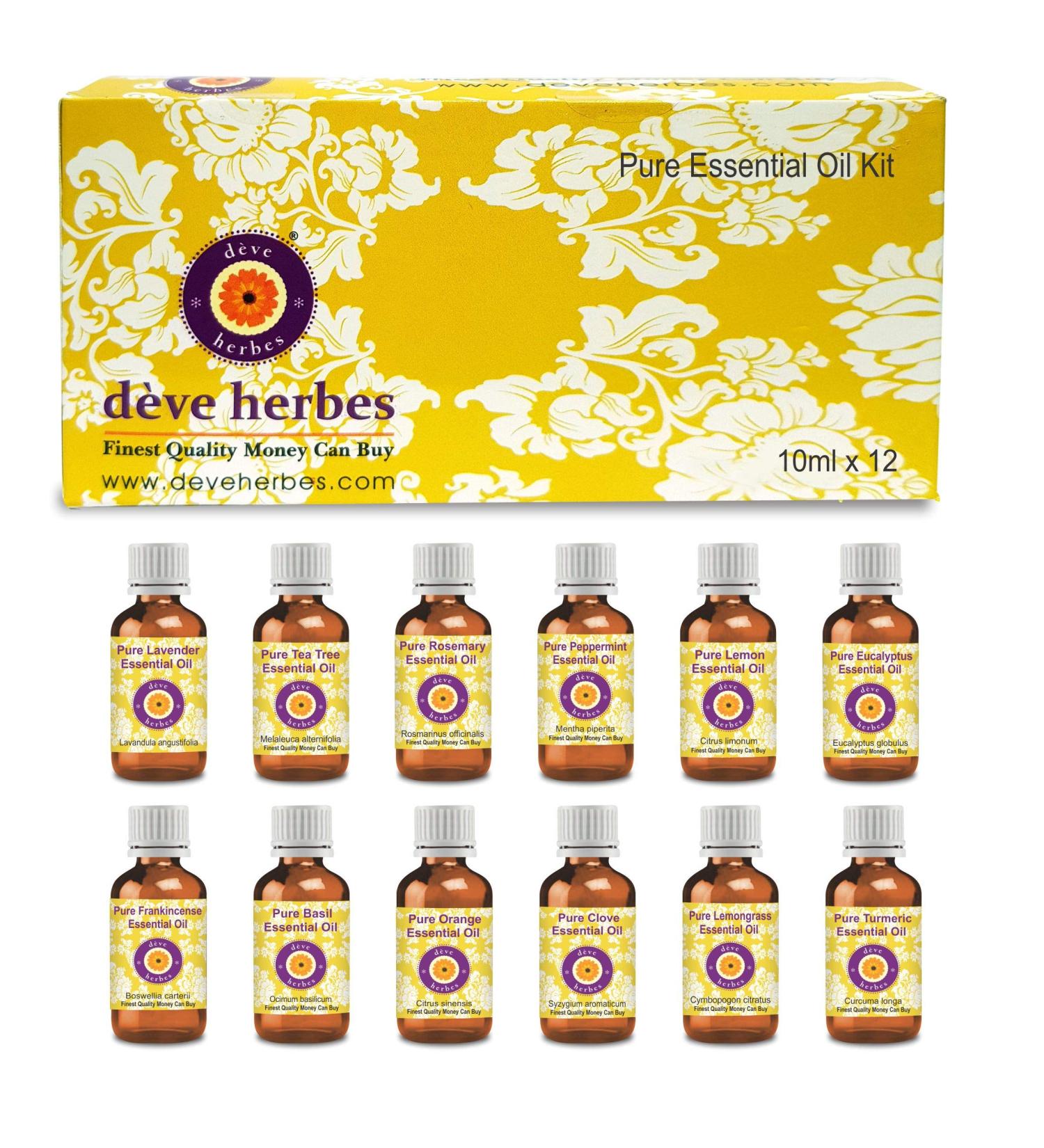 d ve herbes Essential Oil Kit - 100% Natural Therapeutic Grade - 12 x 10ml (0.33 oz) - Pure Essential Oils for Aromatherapy & Wellness - Buy Online on GoSupps.com