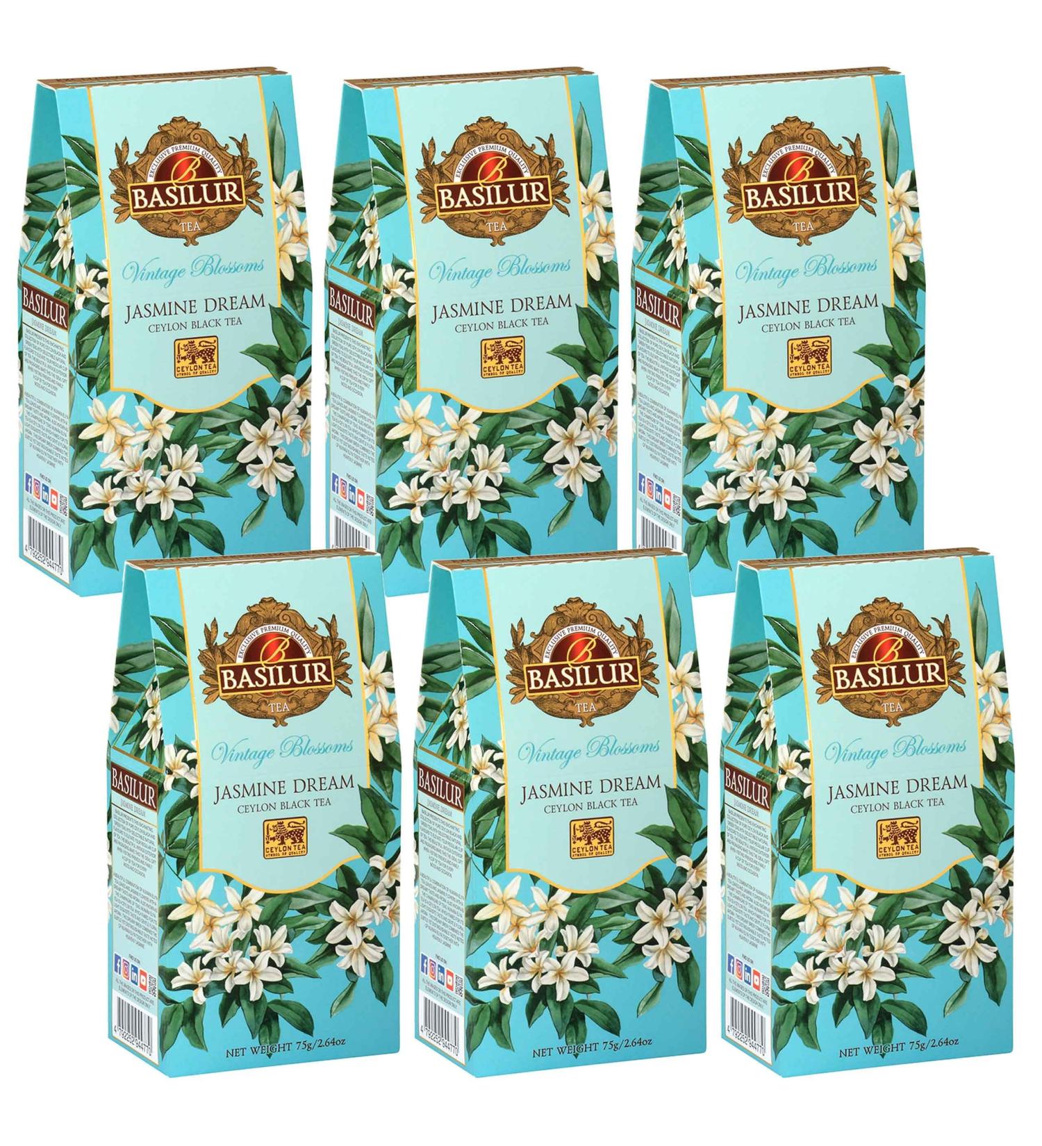  sarcia.eu BASILUR VINTAGE BLOSSOMS Jasmine Dream Black Tea with Leaves Jasmine and Cornflower Flowers 75g (x6) - Buy Online on GoSupps.com
