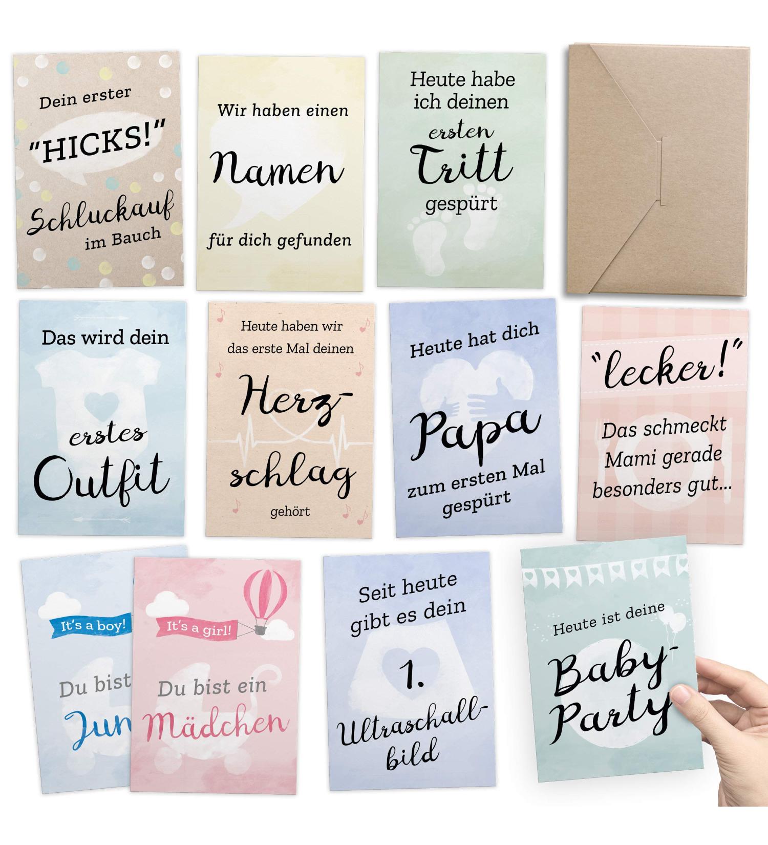 30+1 Milestone Pregnancy Photo & Memory Cards - Gift Boxed with Diary & Congrats Card | Perfect Pregnancy Gifts in DIN A6 Format - Buy Online on GoSupps.com