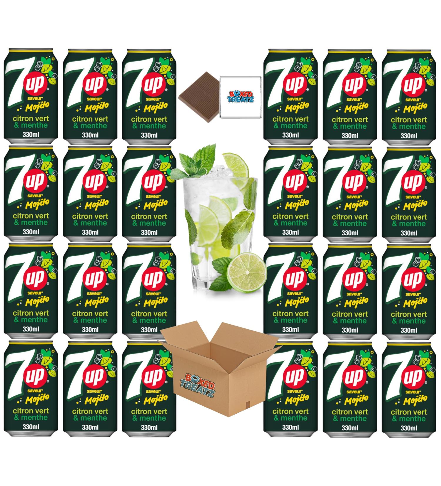 7UP Mojito Drink Soda Cans (24x330ml) Mint Lemon & Lime - Alcohol Free Use As Mixers Boxed Treatz - Buy Online on GoSupps.com