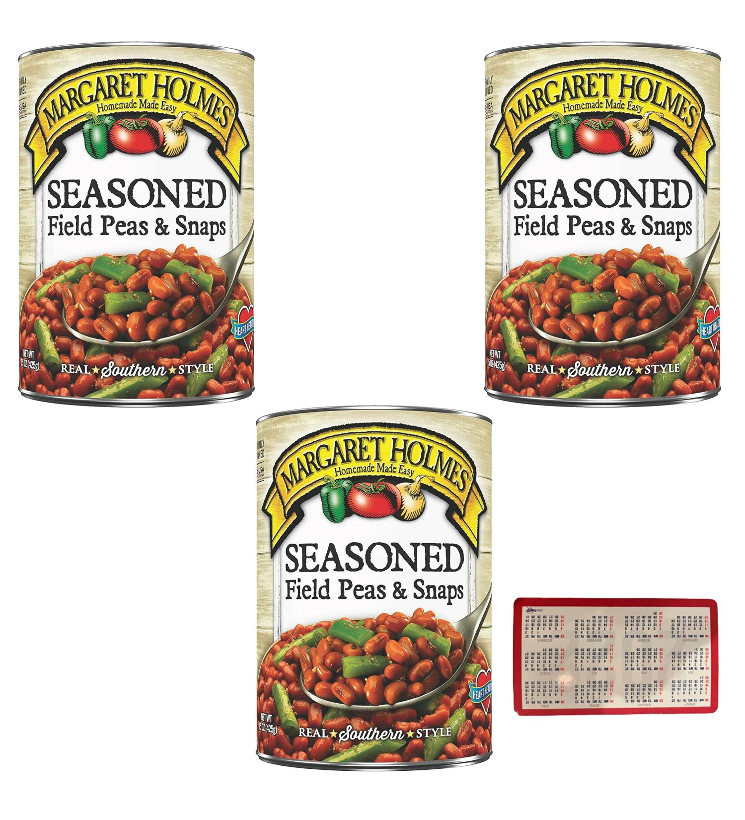 Southern Style Bundle - Includes Three (3) 14.5 oz Cans of Margaret Holmes Seasoned Field Peas and Snaps, and Authentic CureCor Collective Sticker!