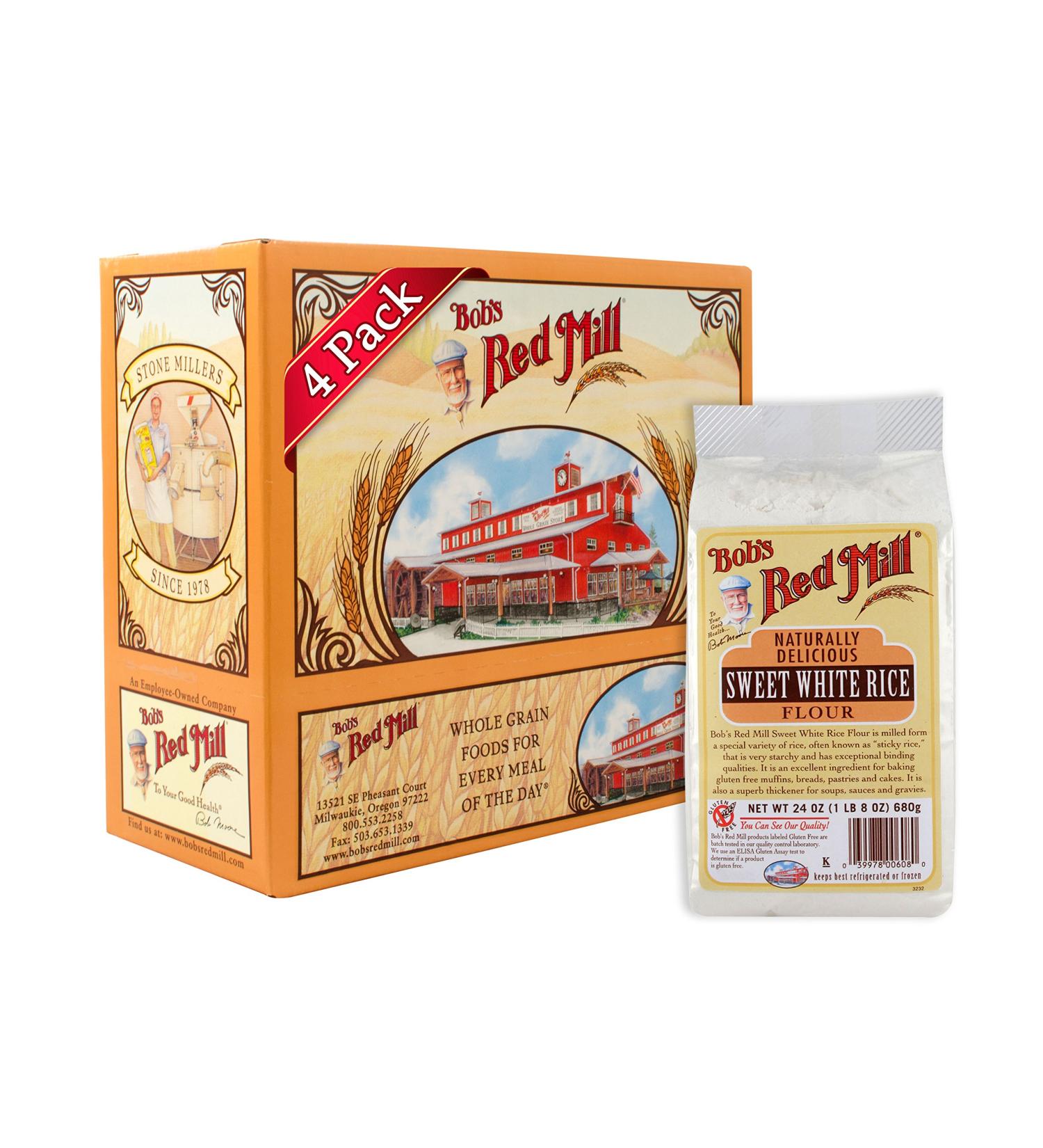 Bob's Red Mill Sweet White Rice Flour 24oz (Pack of 4) - Gluten-Free & Versatile - Buy Online on GoSupps.com