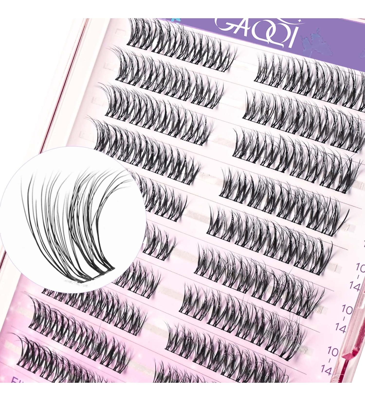 GAQQI Lash Clusters - 80 Wispy Cat Eye Eyelash Extensions 10-14mm Multilayered 3D Fluffy Lashes Soft Thin Band for Natural Look - Buy Online on GoSupps.com