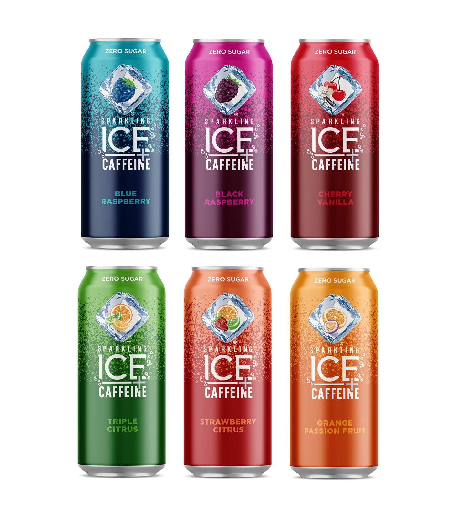 Sparkling Ice +Caffeine Variety Pack - 16oz Cans with Antioxidants & Vitamins - Zero Sugar, Multi-Flavor Assortment - Oasis Snacks Sticker - 12 Pack - Buy Online on GoSupps.com