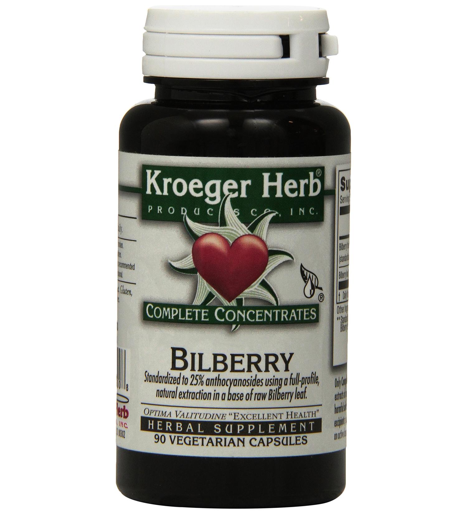 Kroeger Herb Bilberry Vegetarian Capsules 90 Count Bilberry 90 Count (Pack of 1) - Buy Online on GoSupps.com