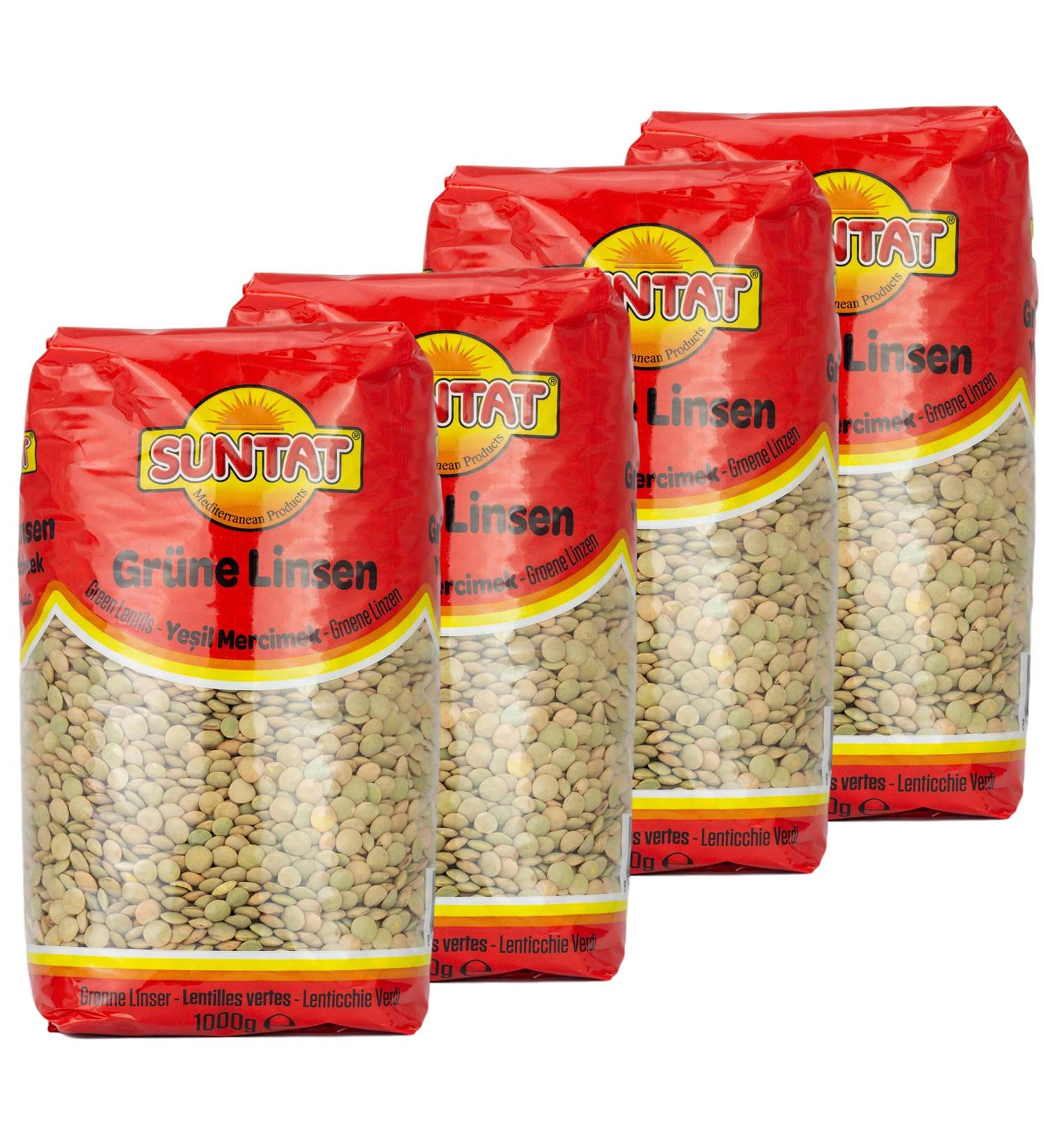 Suntat Oriental Green Lentils from Turkey - 4 x 1 kg | Premium Quality Fresh Healthy eCommerce - Buy Online on GoSupps.com