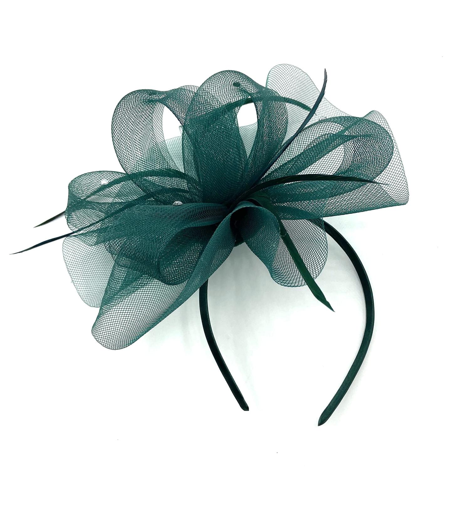 Ladies Large Feather Aliceband / Clip Fascinator Weddings Races Royal Ascot Hair Piece Womens Hat (Green) - Buy Online on GoSupps.com